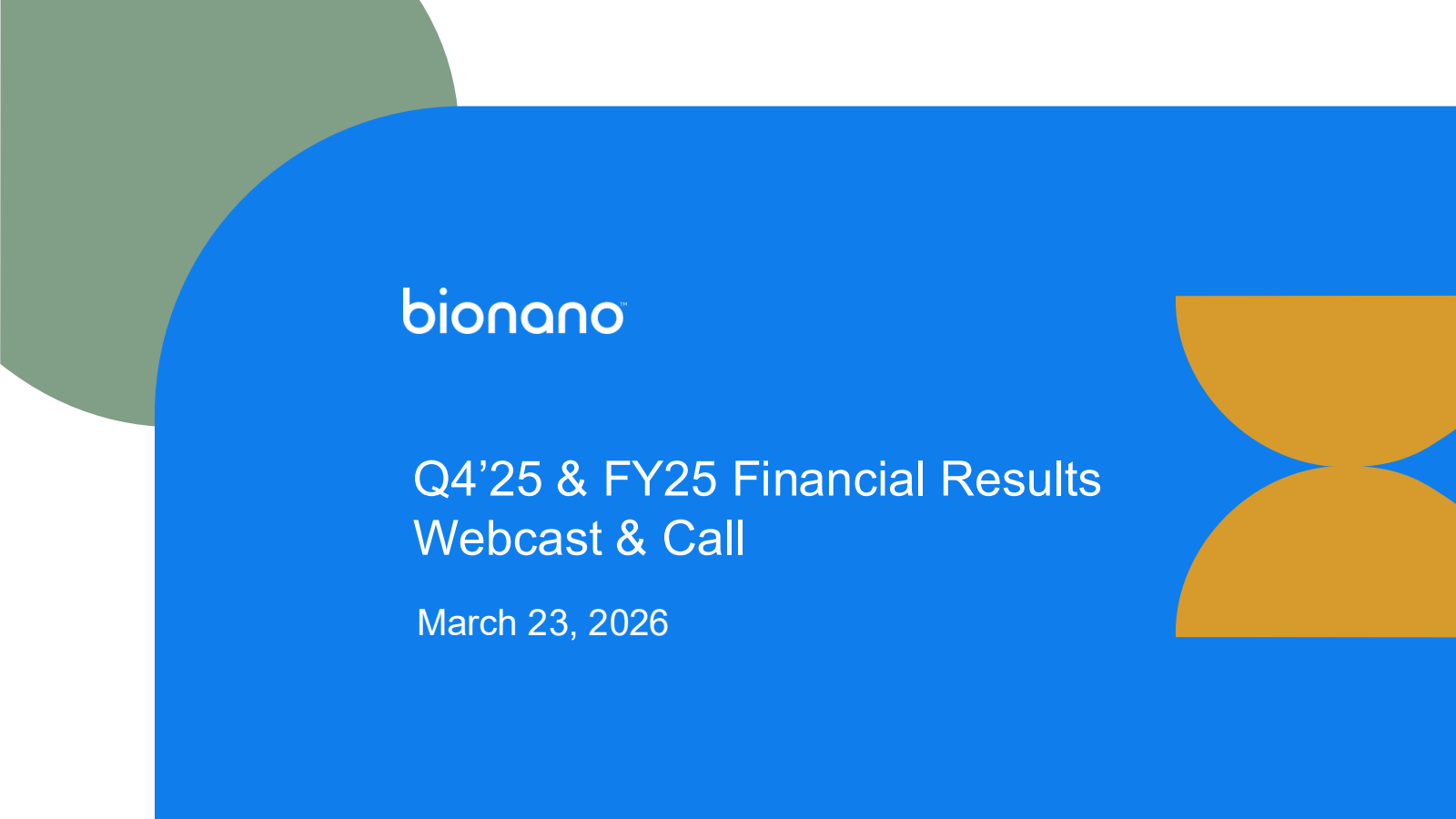Bionano Genomics' Q4 2025 Slide Deck