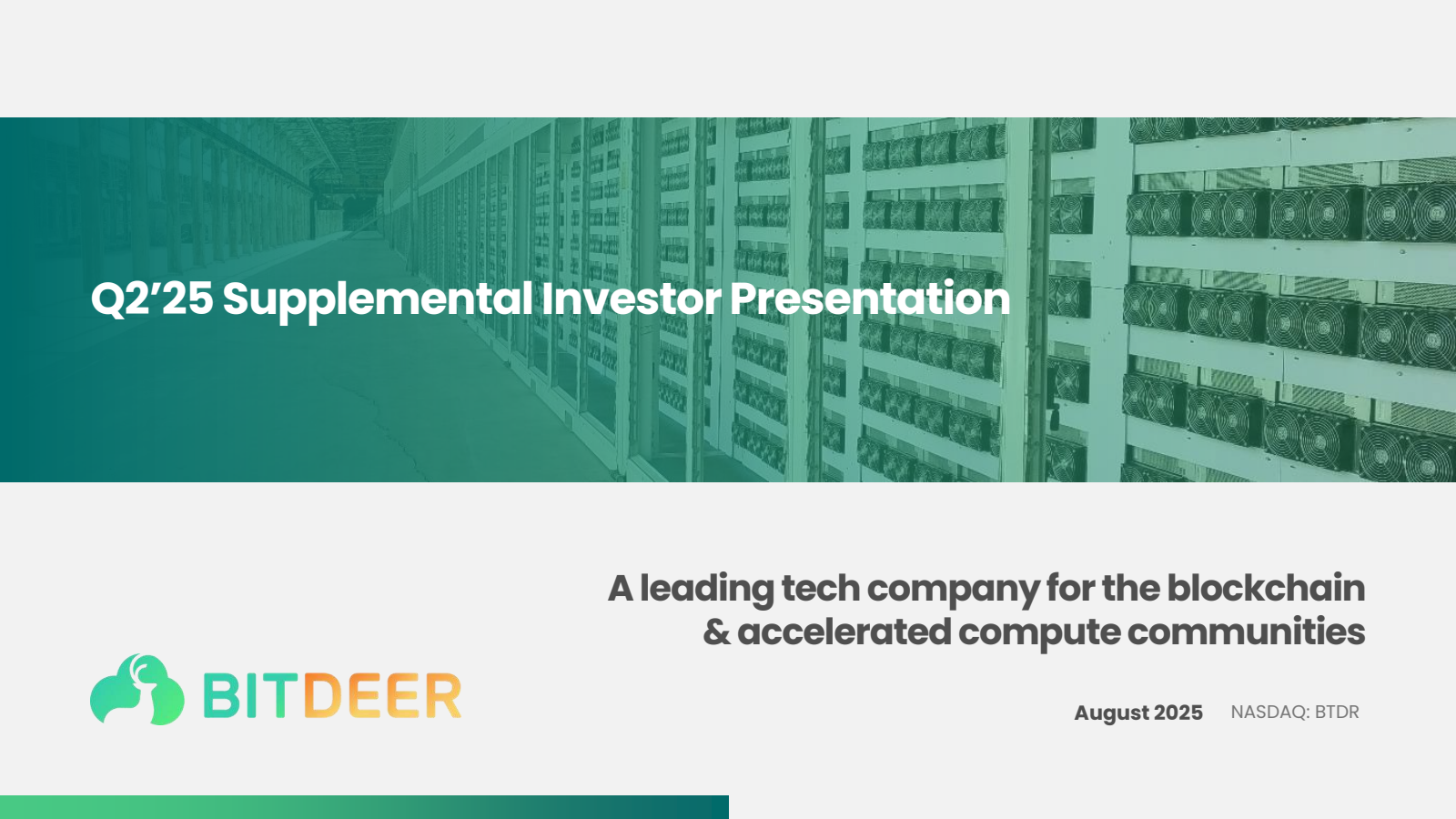 Bitdeer Technologies Group's Q2 2025 Slide Deck