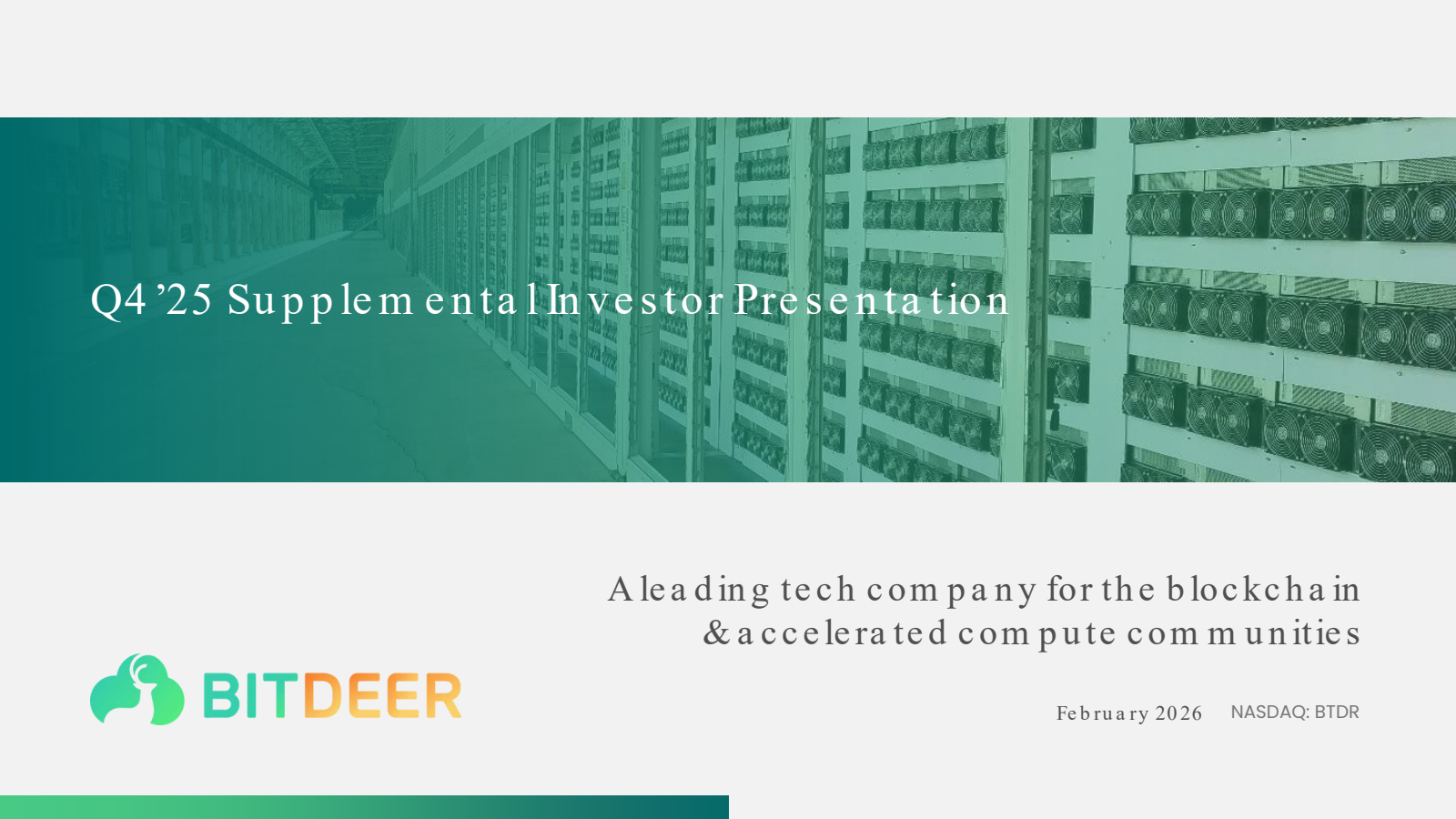 Bitdeer Technologies Group's Q4 2025 Slide Deck