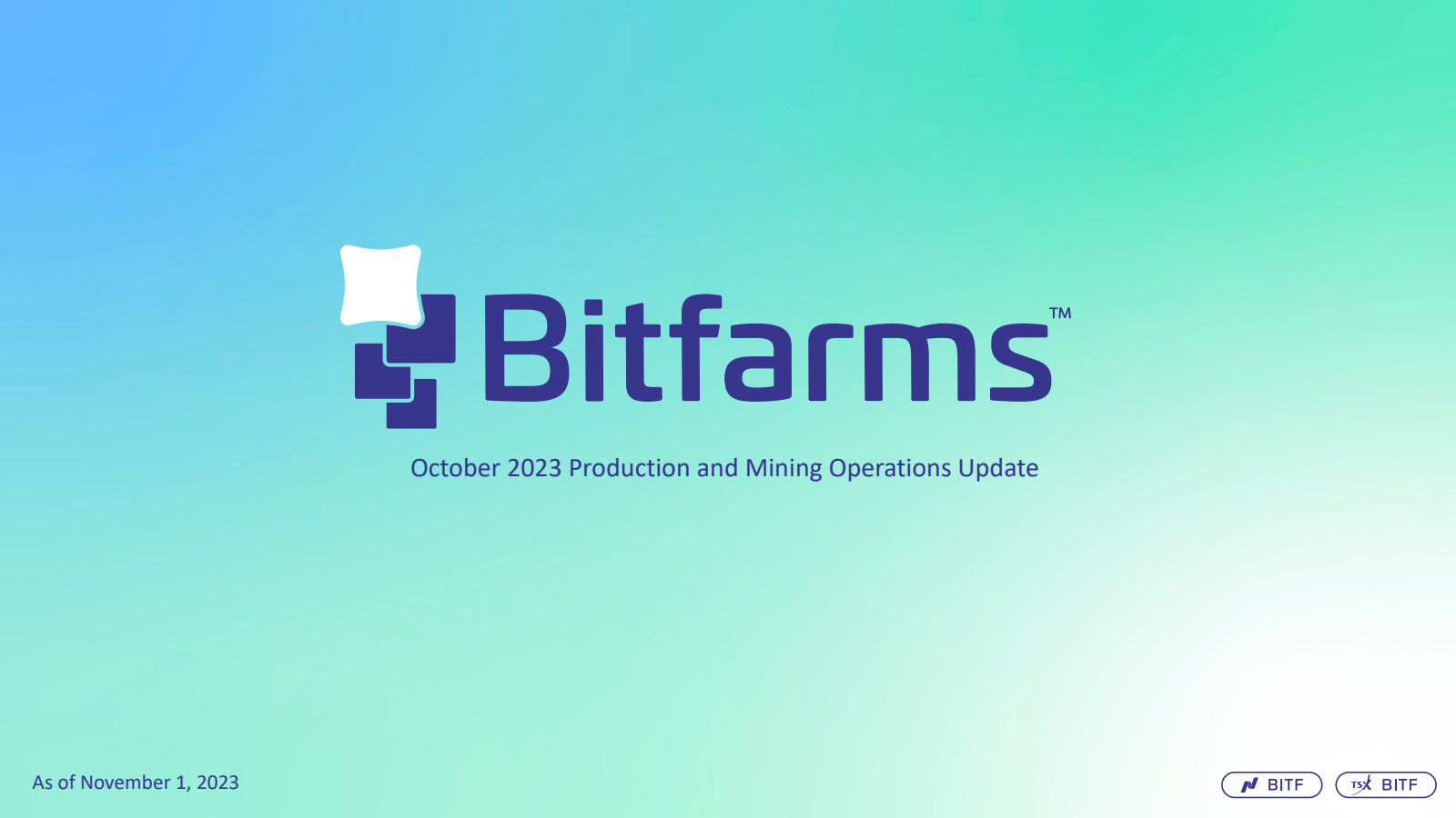Bitfarms' Q3 2023 Slide Deck