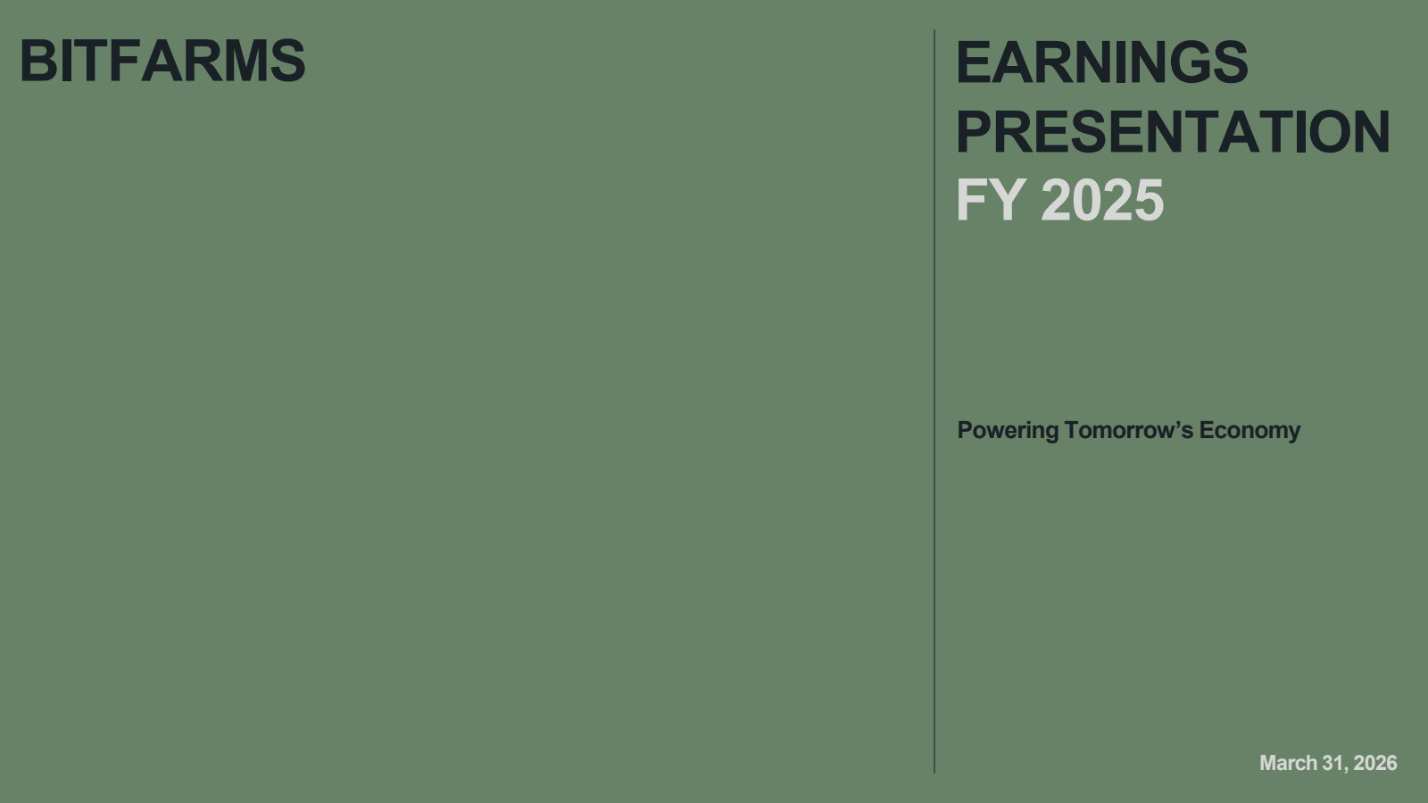 Bitfarms' Q4 2025 Slide Deck