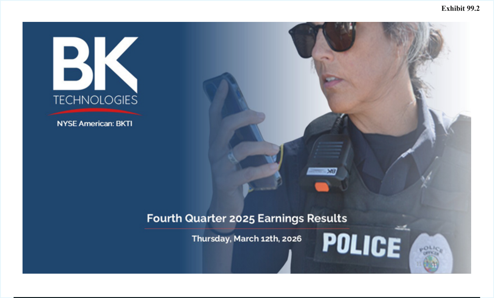 Bk Technologies' Q4 2025 Slide Deck