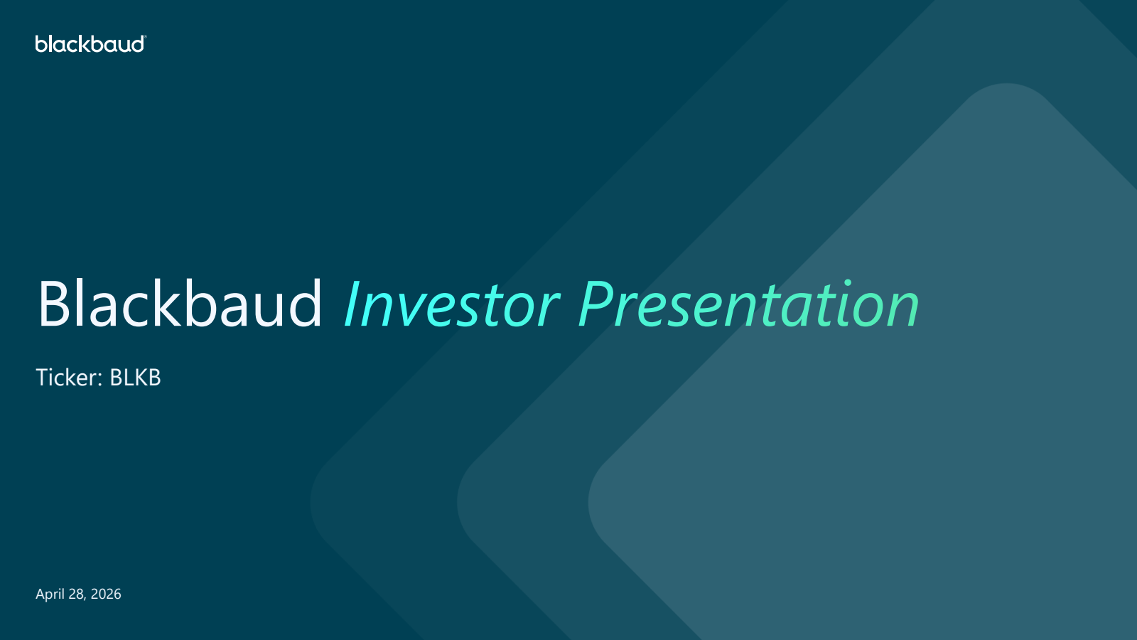 Blackbaud's Q1 2026 Slide Deck