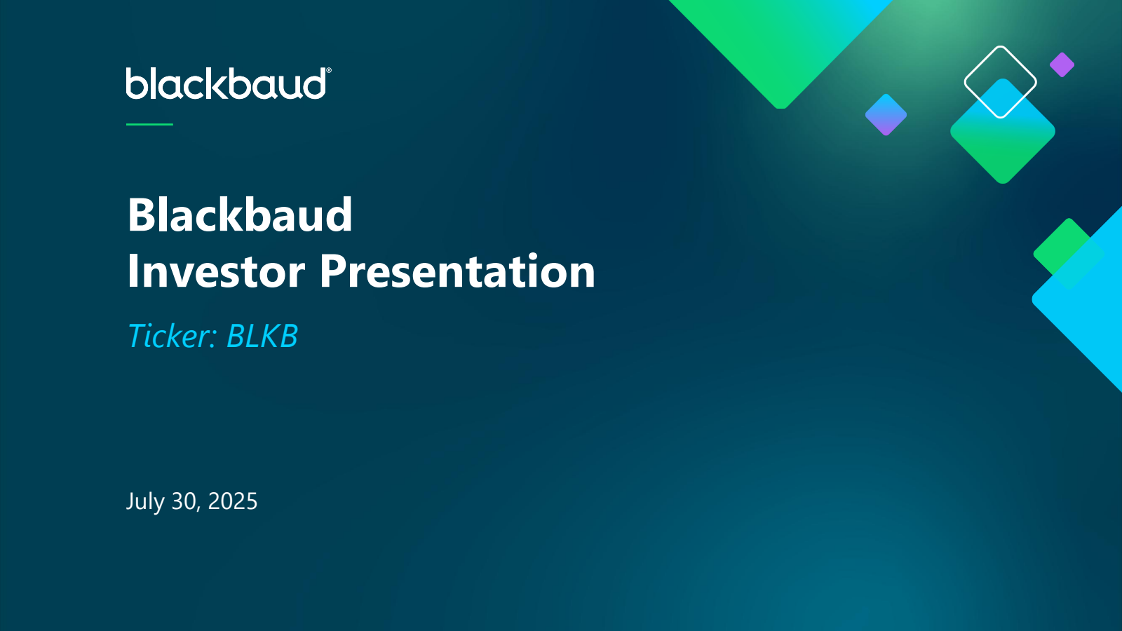 Blackbaud's Q2 2025 Slide Deck
