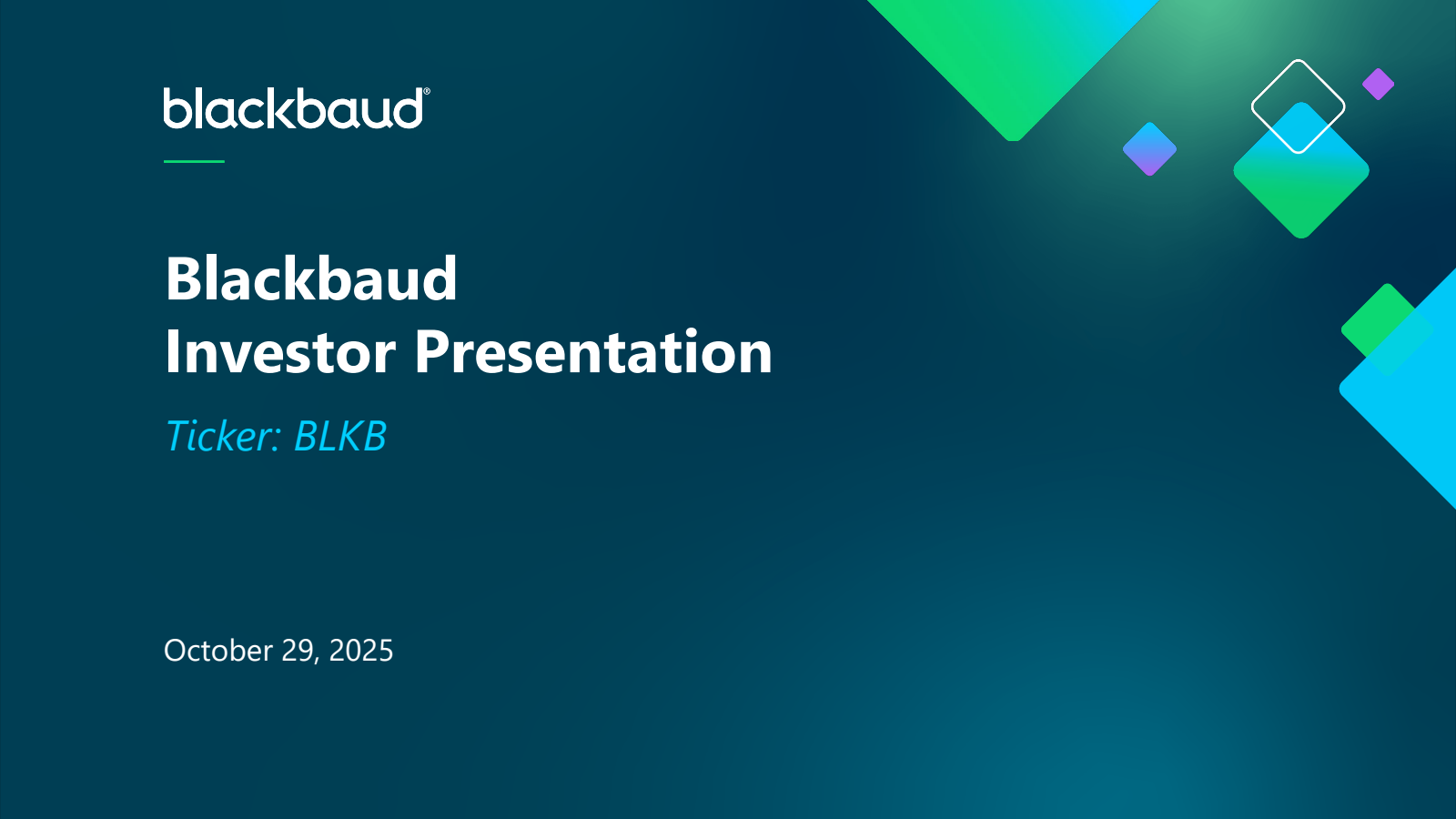 Blackbaud's Q3 2025 Slide Deck
