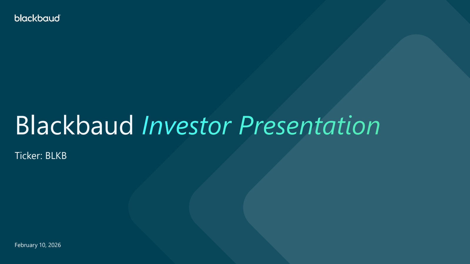 Blackbaud's Q4 2025 Slide Deck