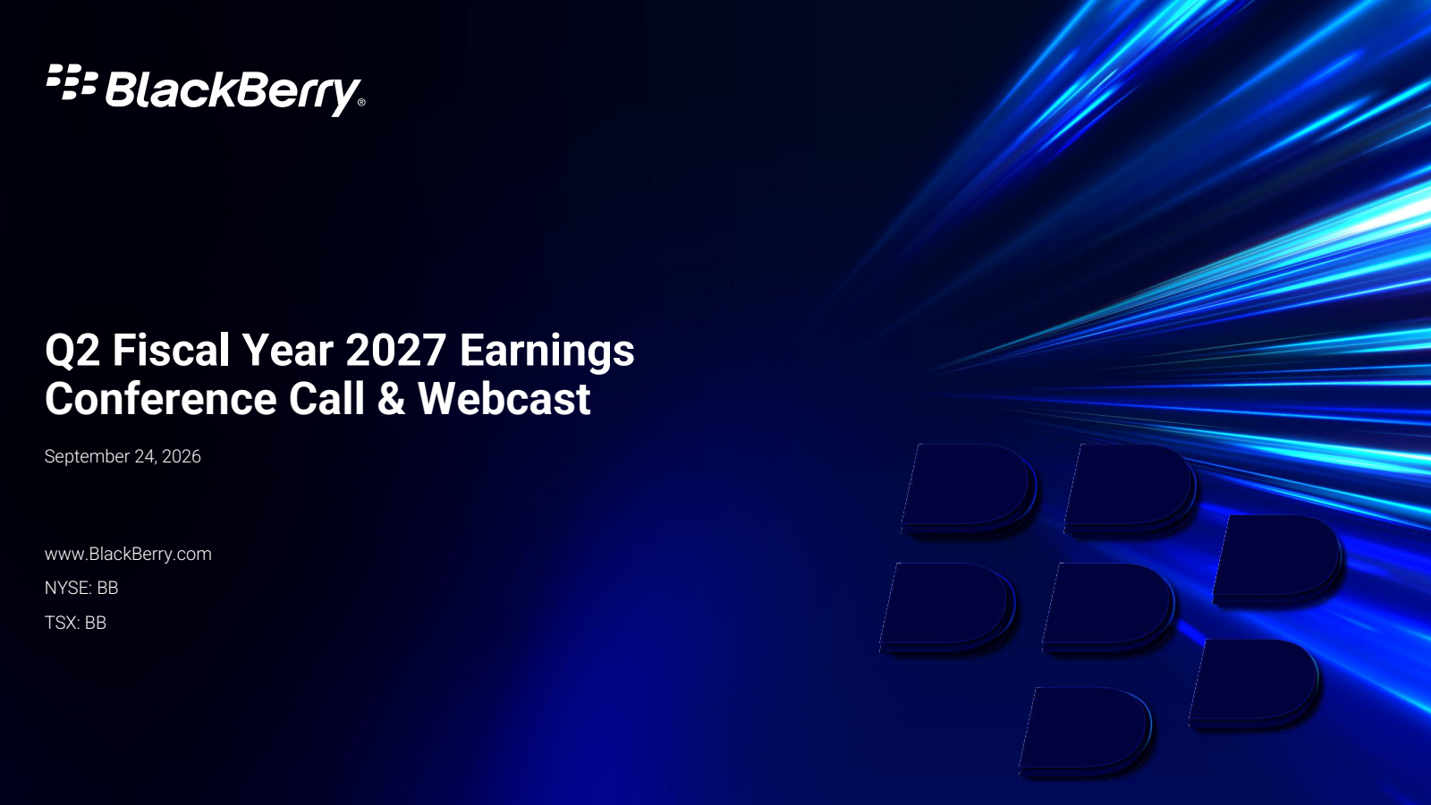 BlackBerry's Q2 2027 Slide Deck