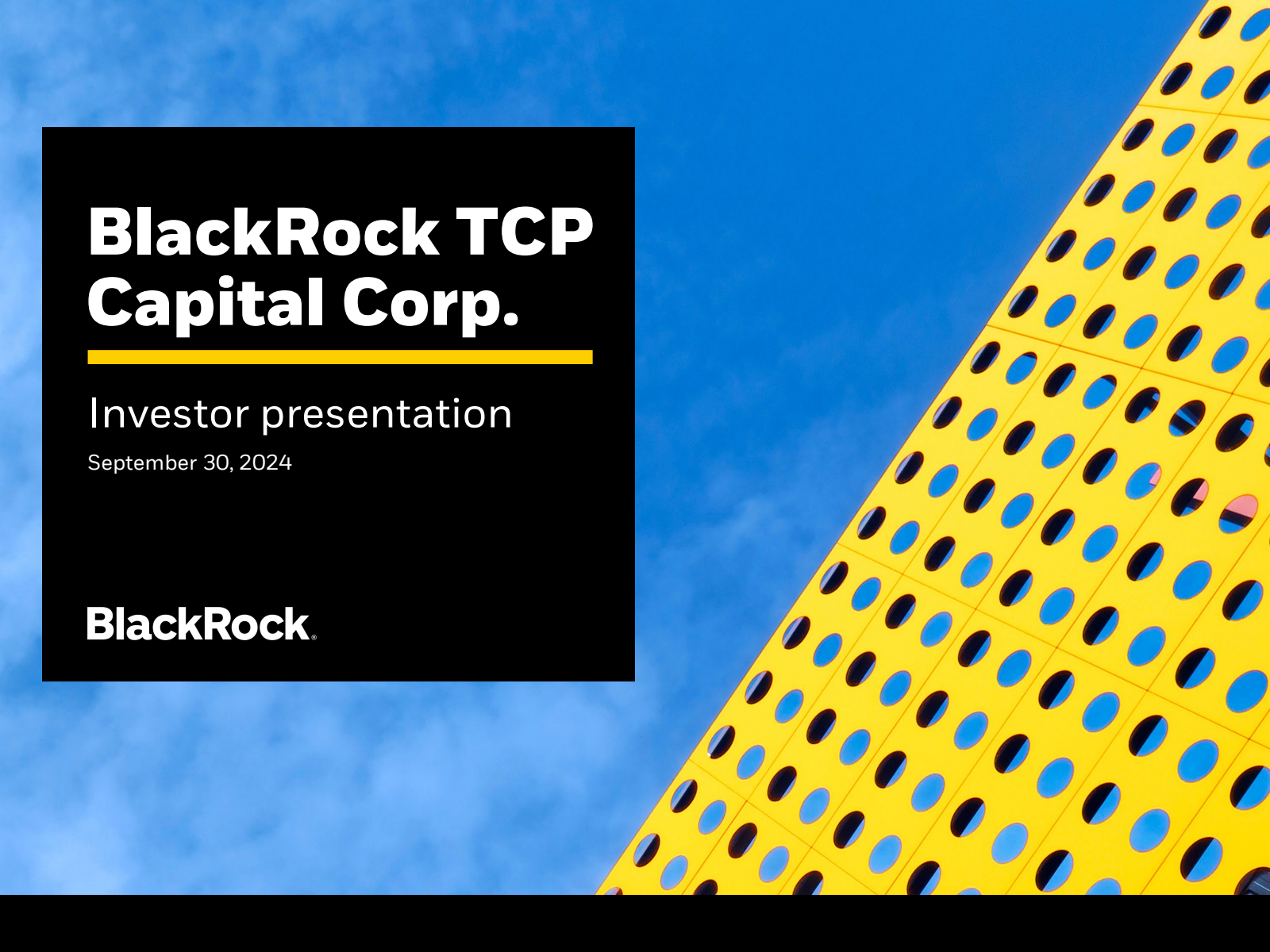 BlackRock TCP Capital's Q3 2024 Slide Deck