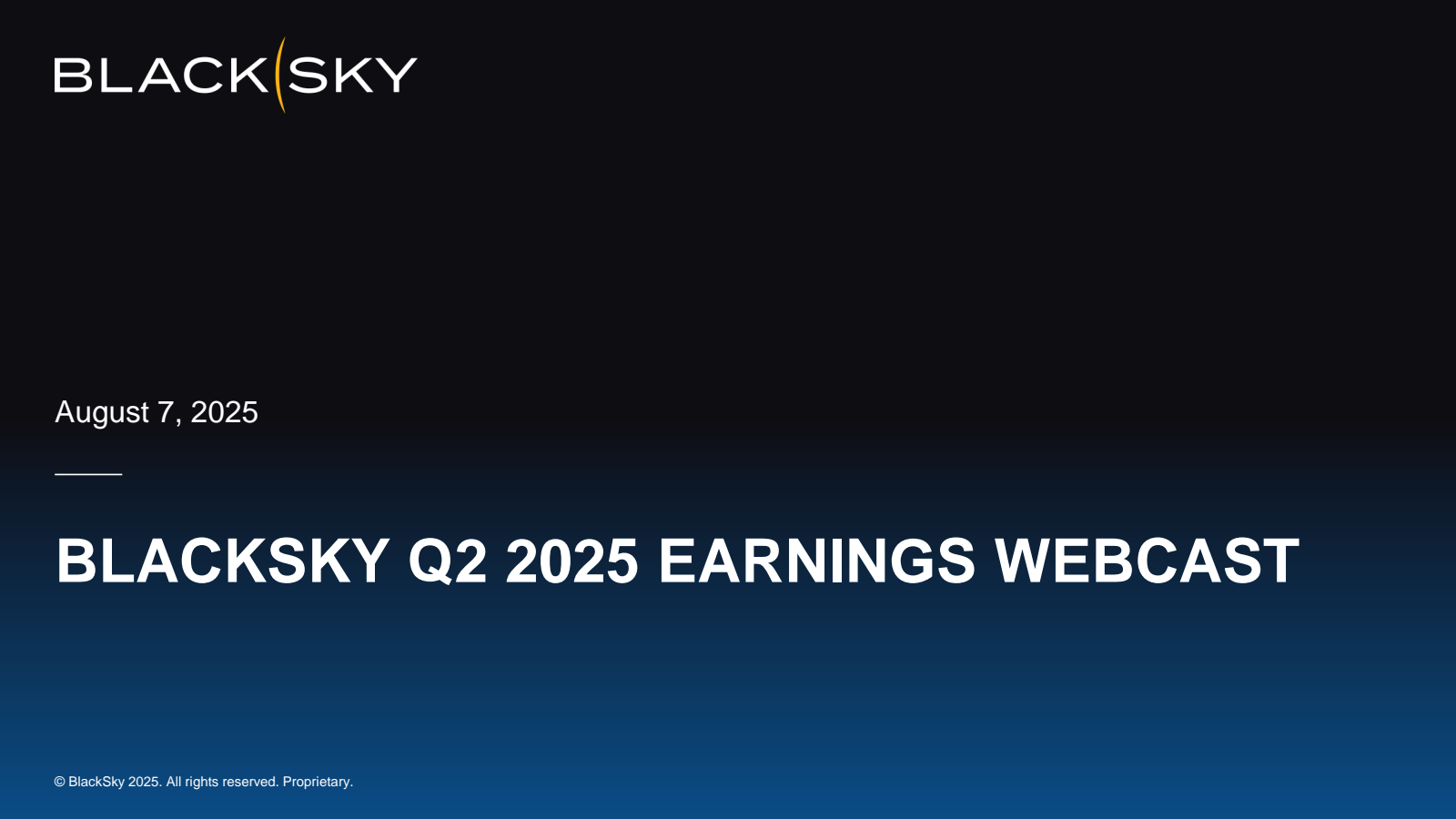 BlackSky Technology's Q2 2025 Slide Deck