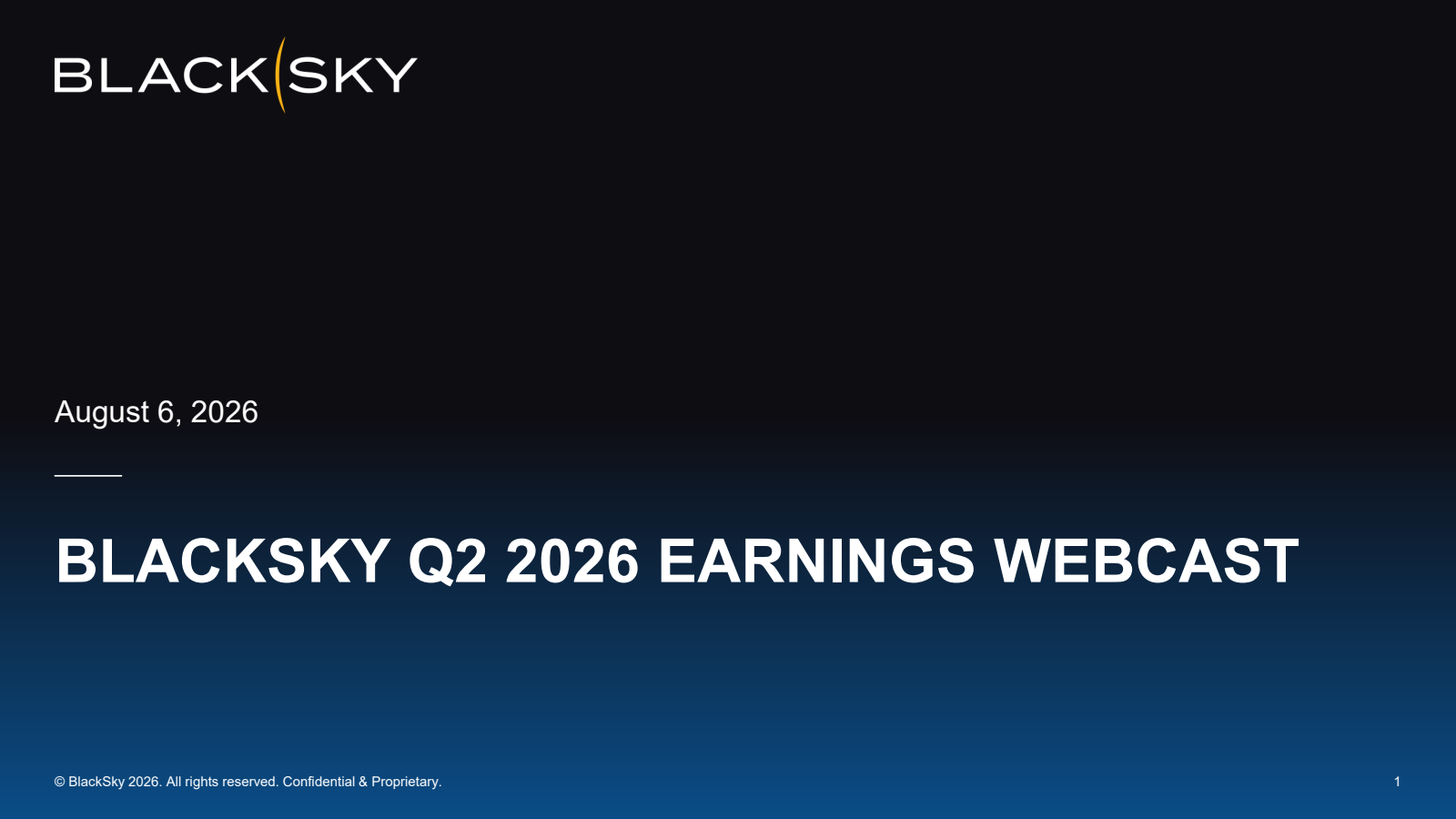 BlackSky Technology's Q2 2026 Slide Deck