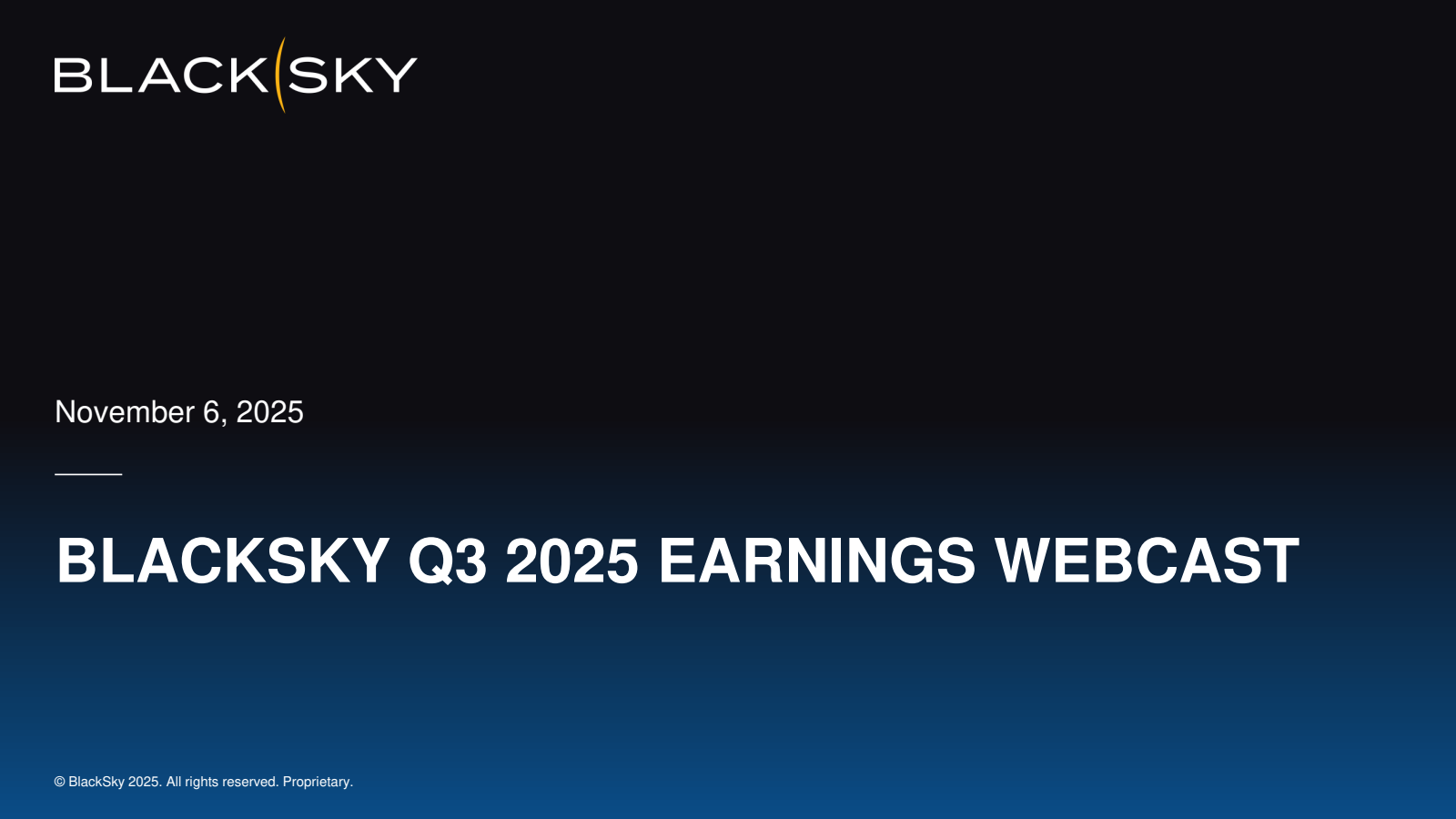 BlackSky Technology's Q3 2025 Slide Deck