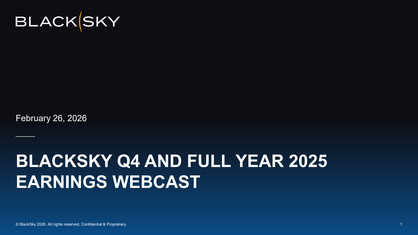 BlackSky Technology's Q4 2025 Slide Deck