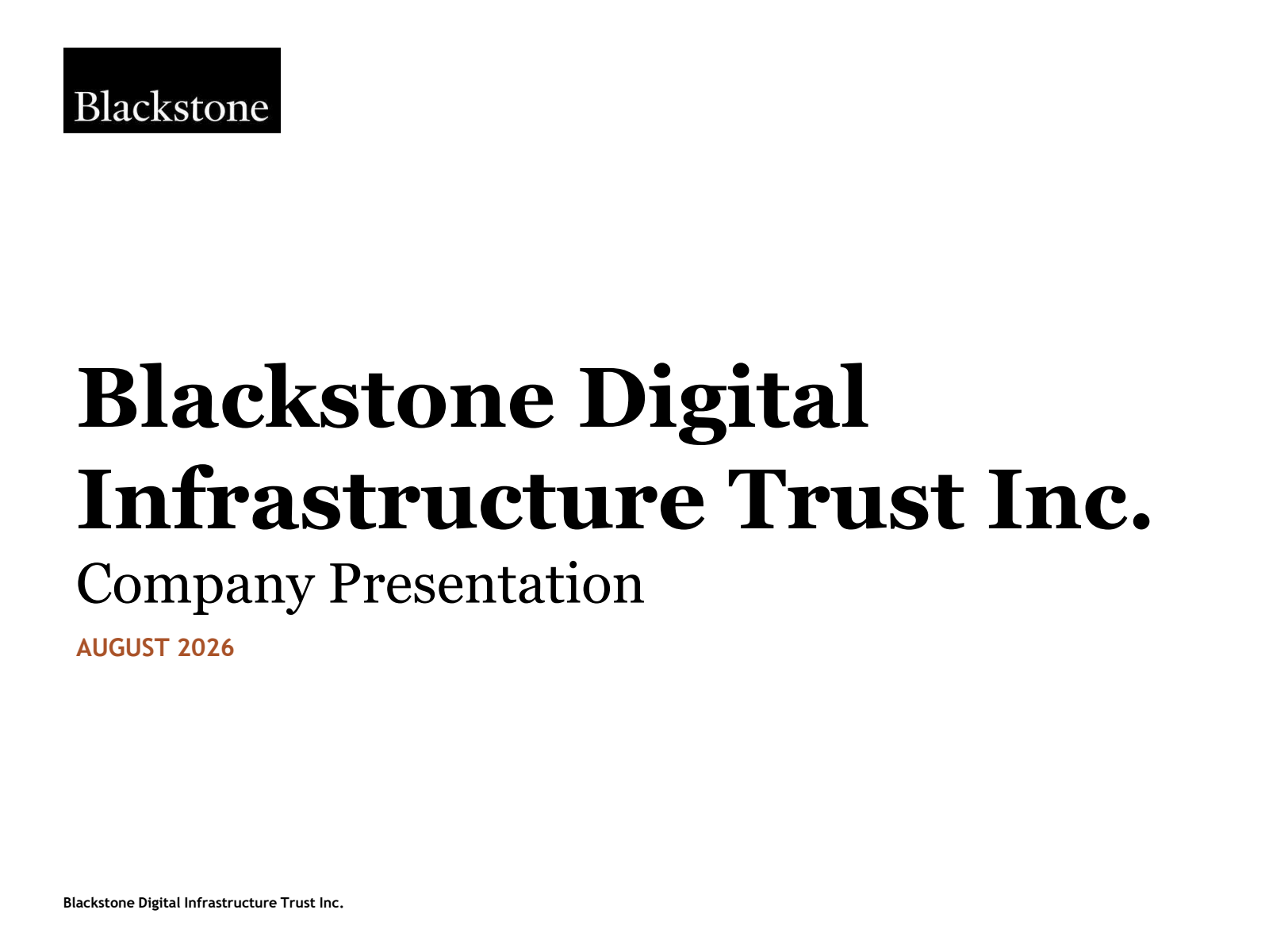 Blackstone Digital Infrastructure Trust's Q2 2026 Slide Deck