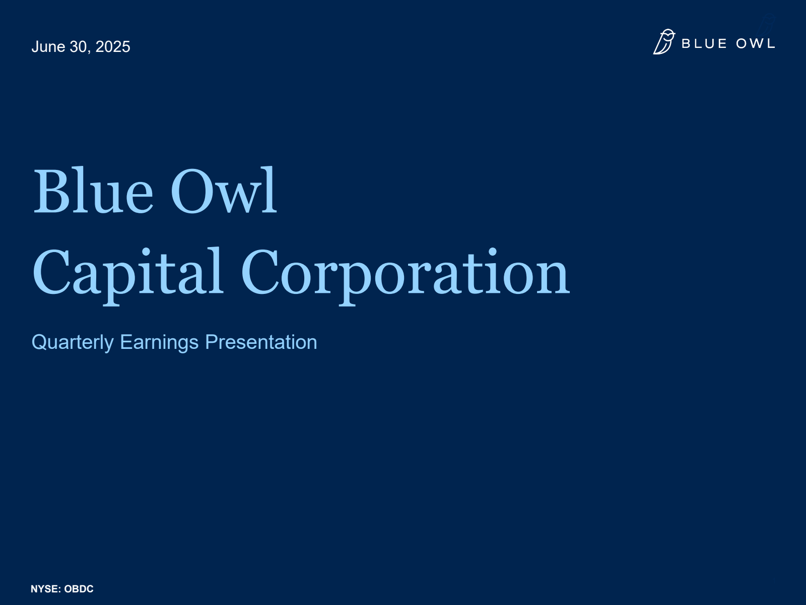 Blue Owl Capital's Q2 2025 Slide Deck