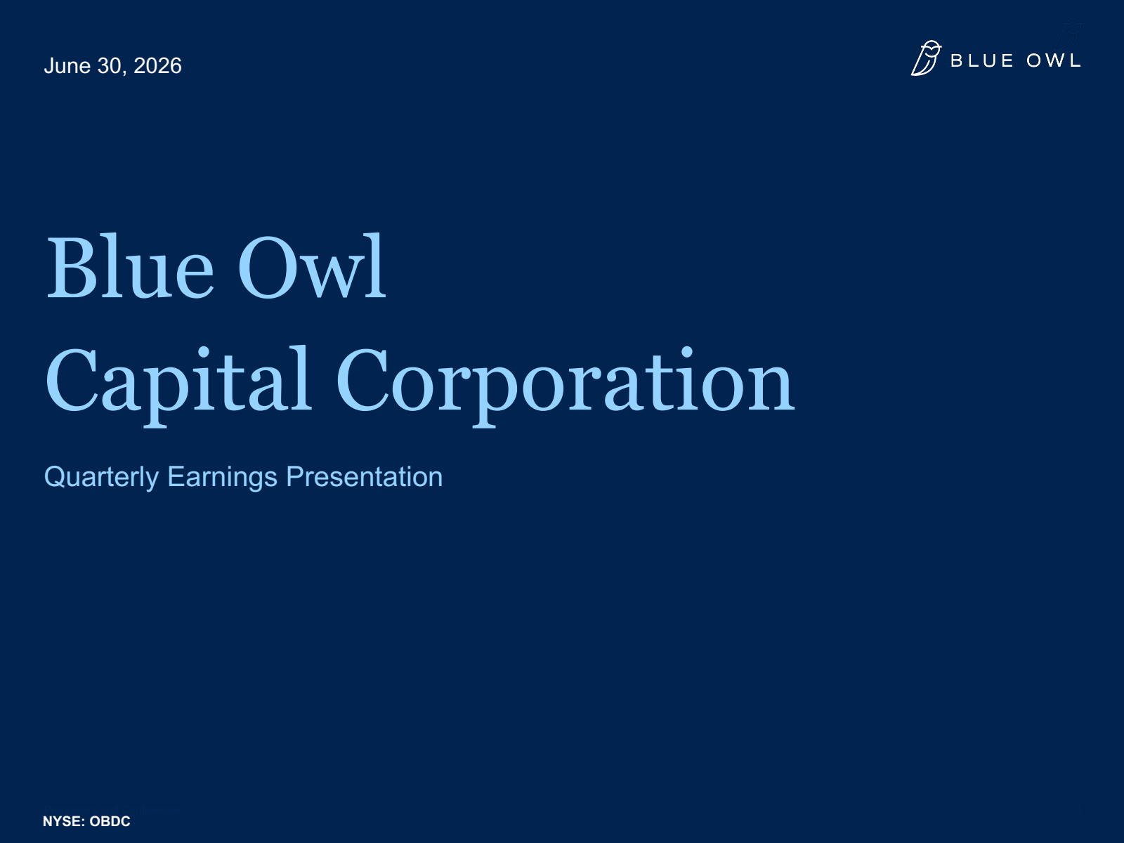 Blue Owl Capital's Q2 2026 Slide Deck