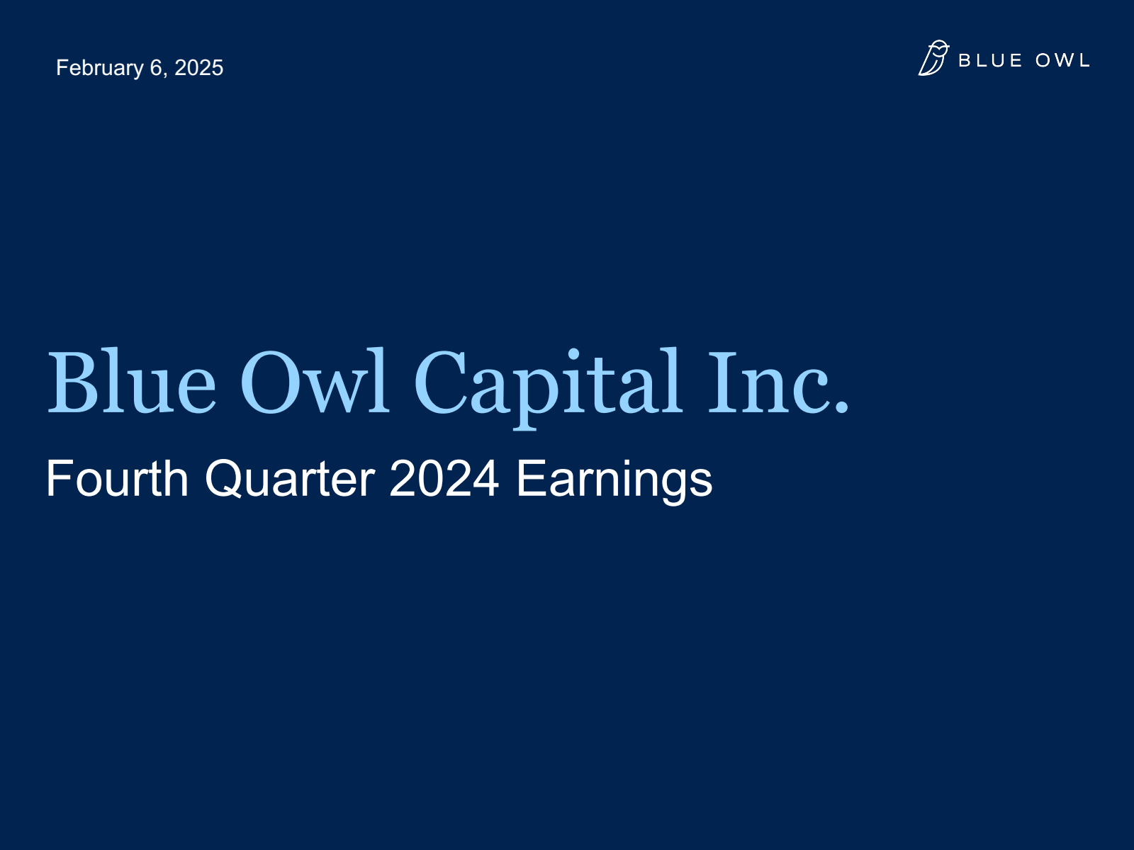Blue Owl Capital's Q4 2024 Slide Deck