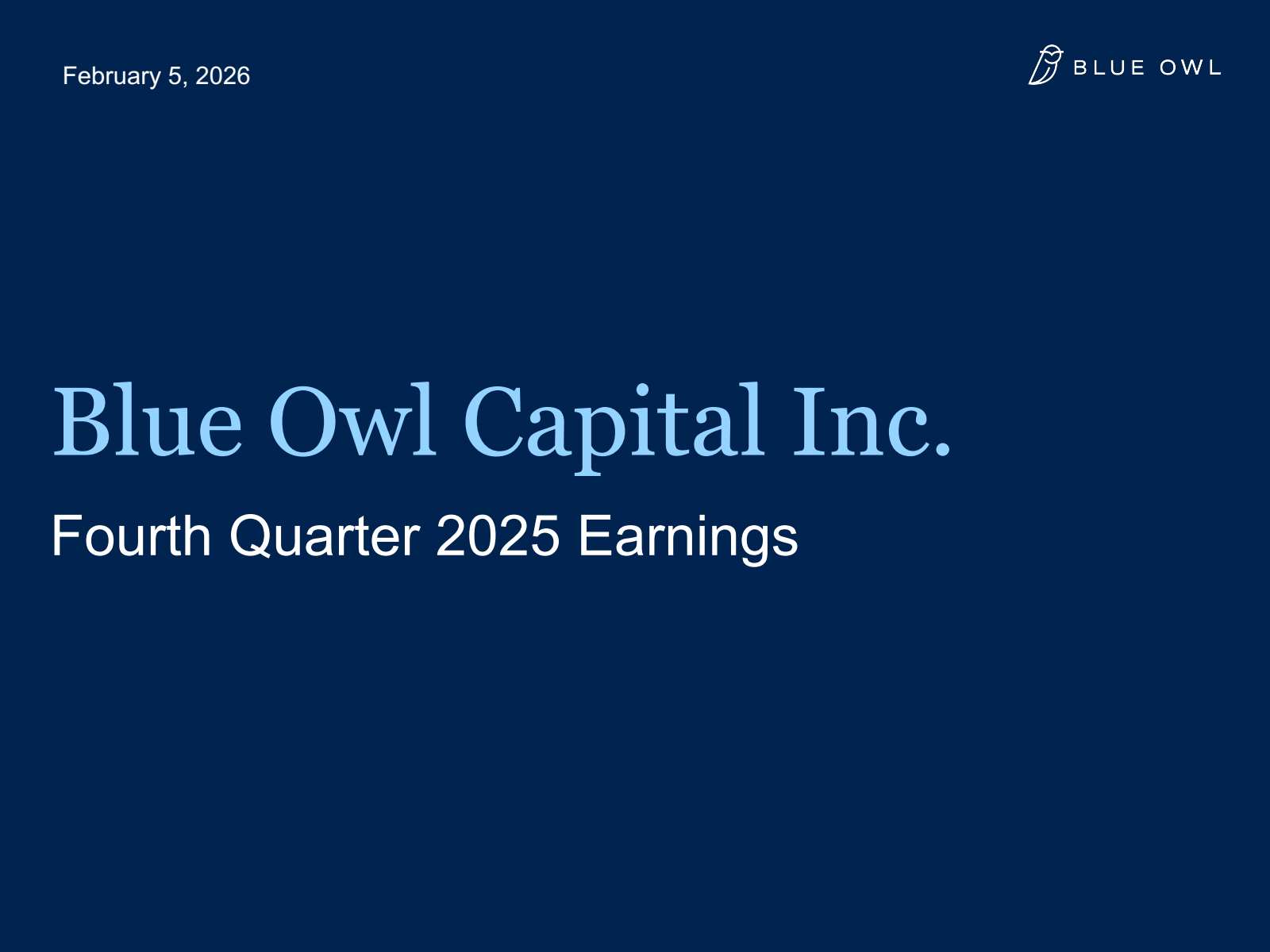 Blue Owl Capital's Q4 2025 Slide Deck