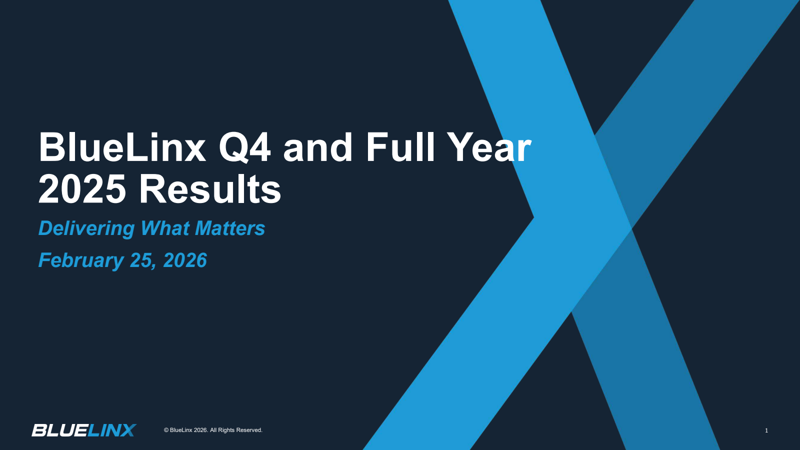 BlueLinx's Q4 2025 Slide Deck