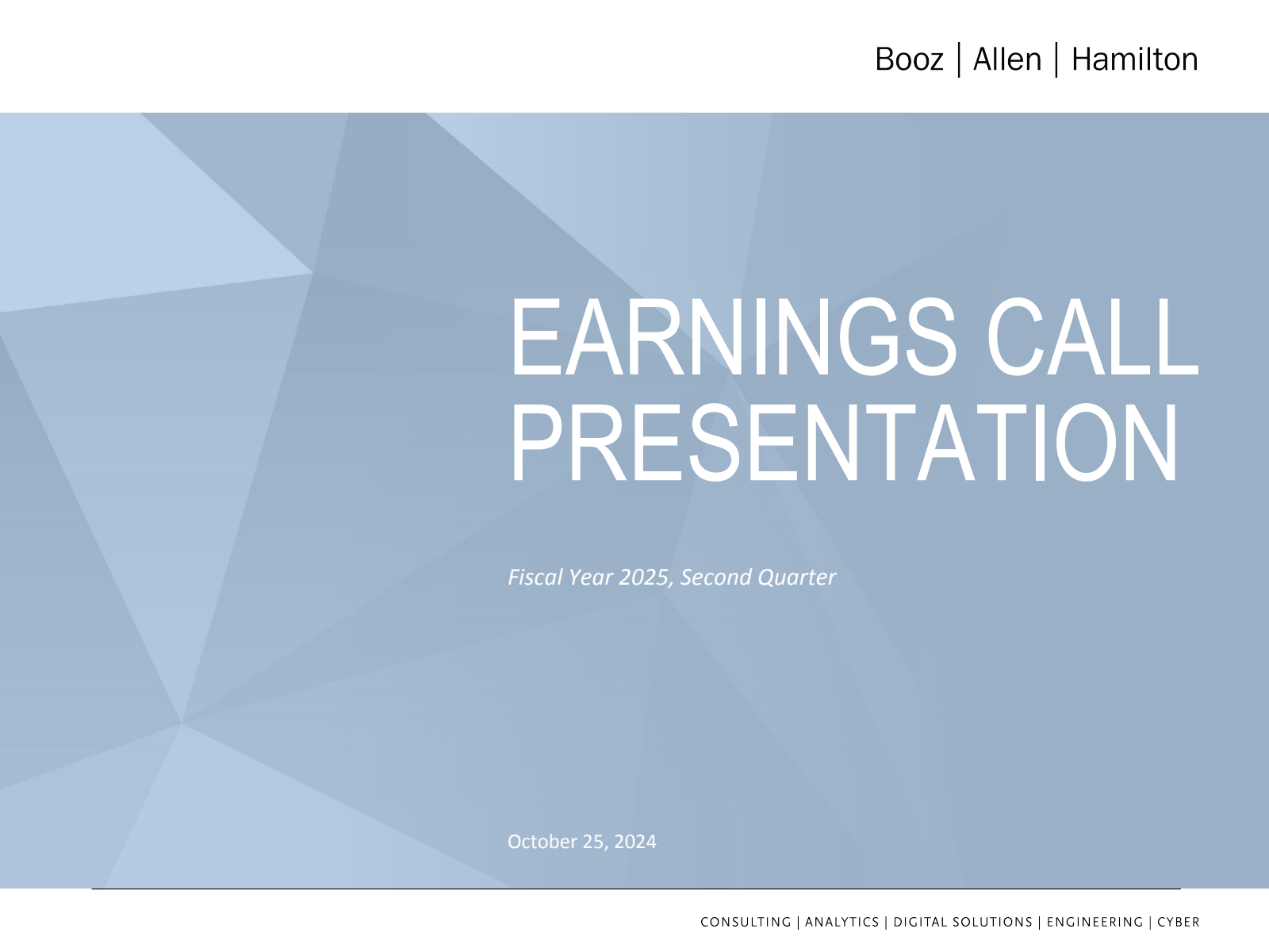 Booz Allen Hamilton's Q2 2025 Slide Deck