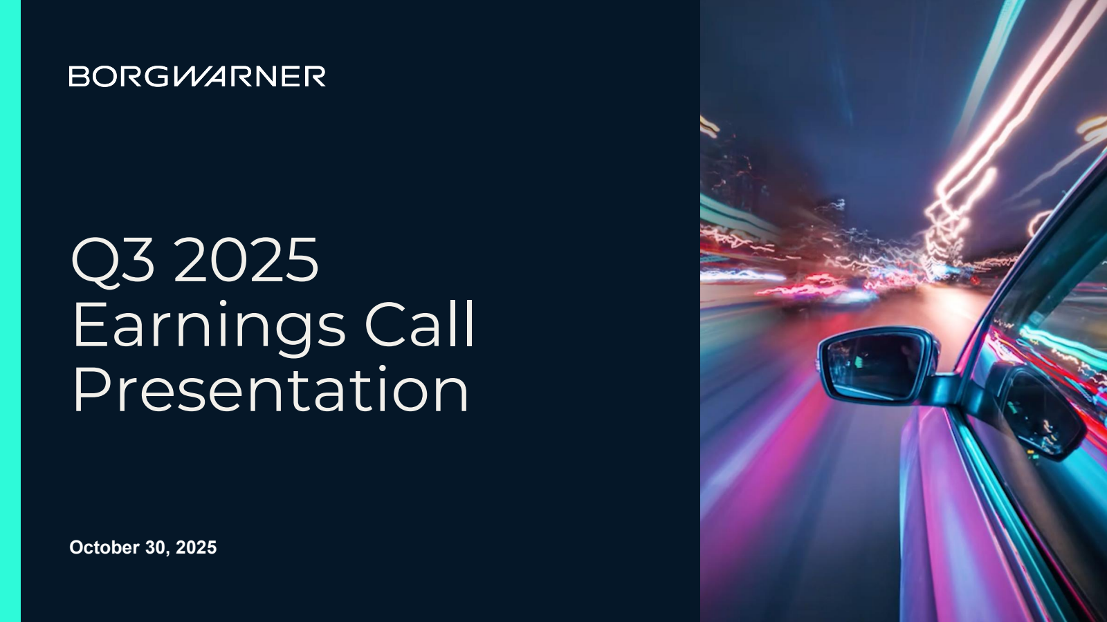 BorgWarner's Q3 2025 Slide Deck