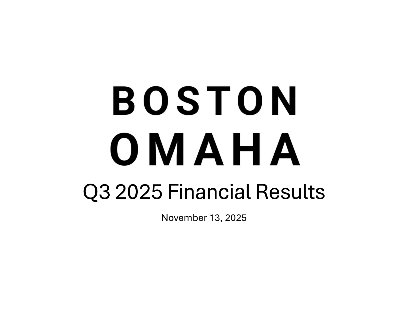 Boston Omaha's Q3 2025 Slide Deck