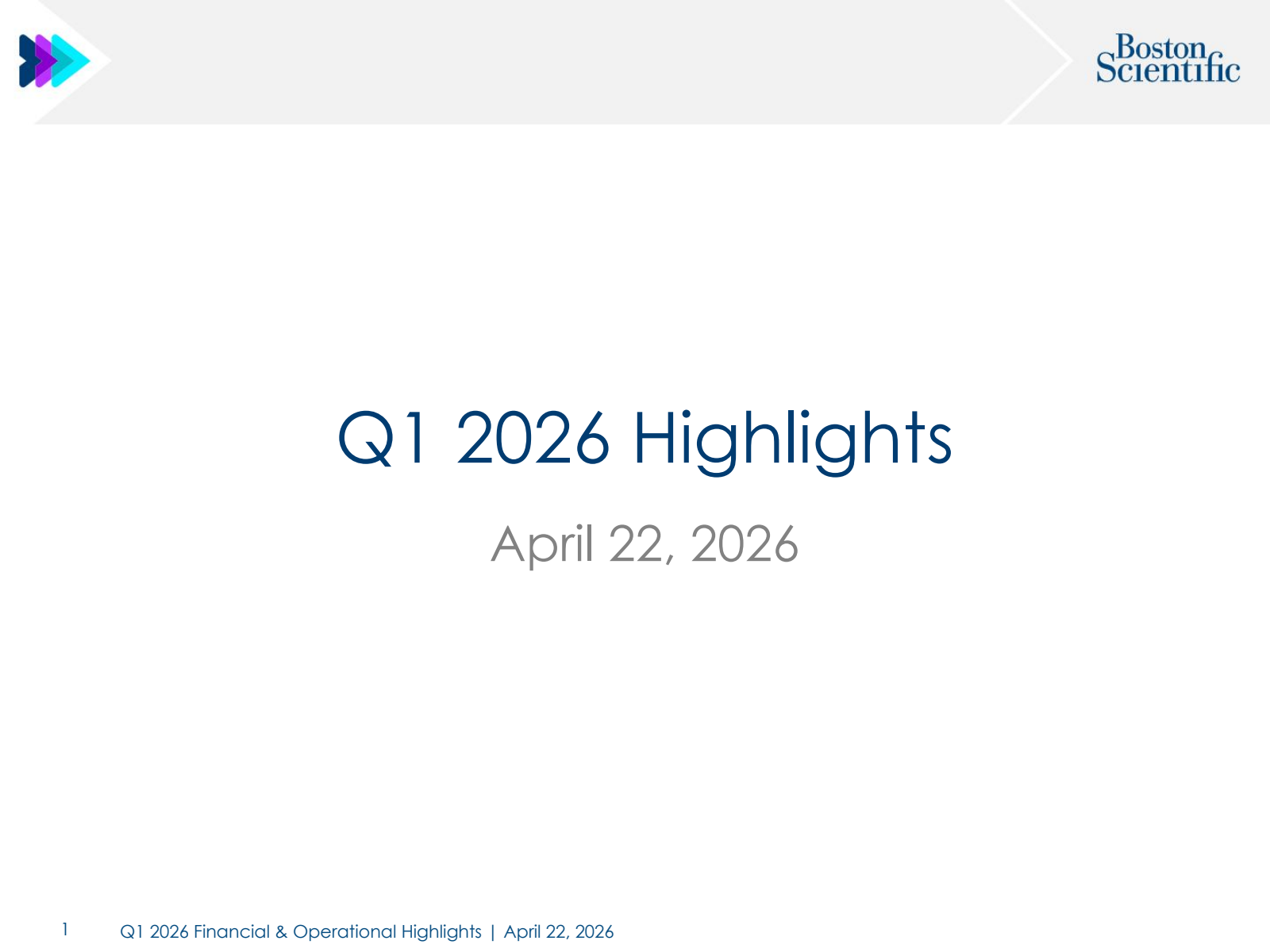 Boston Scientific's Q1 2026 Slide Deck