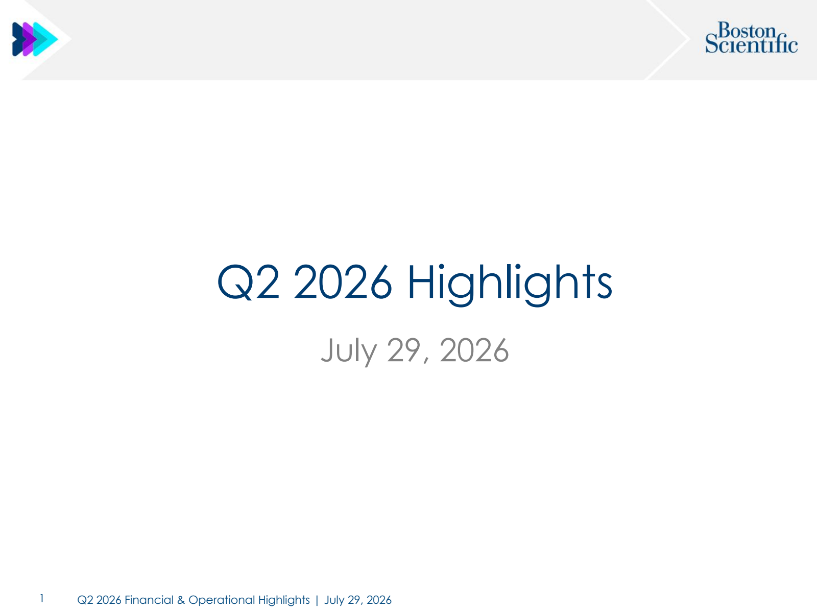 Boston Scientific's Q2 2026 Slide Deck