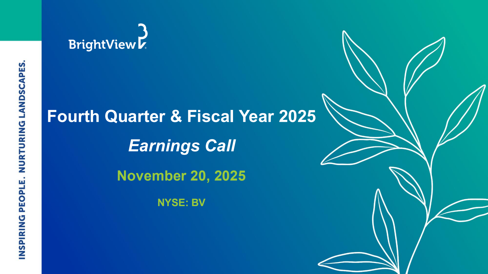 BrightView's Q4 2025 Slide Deck