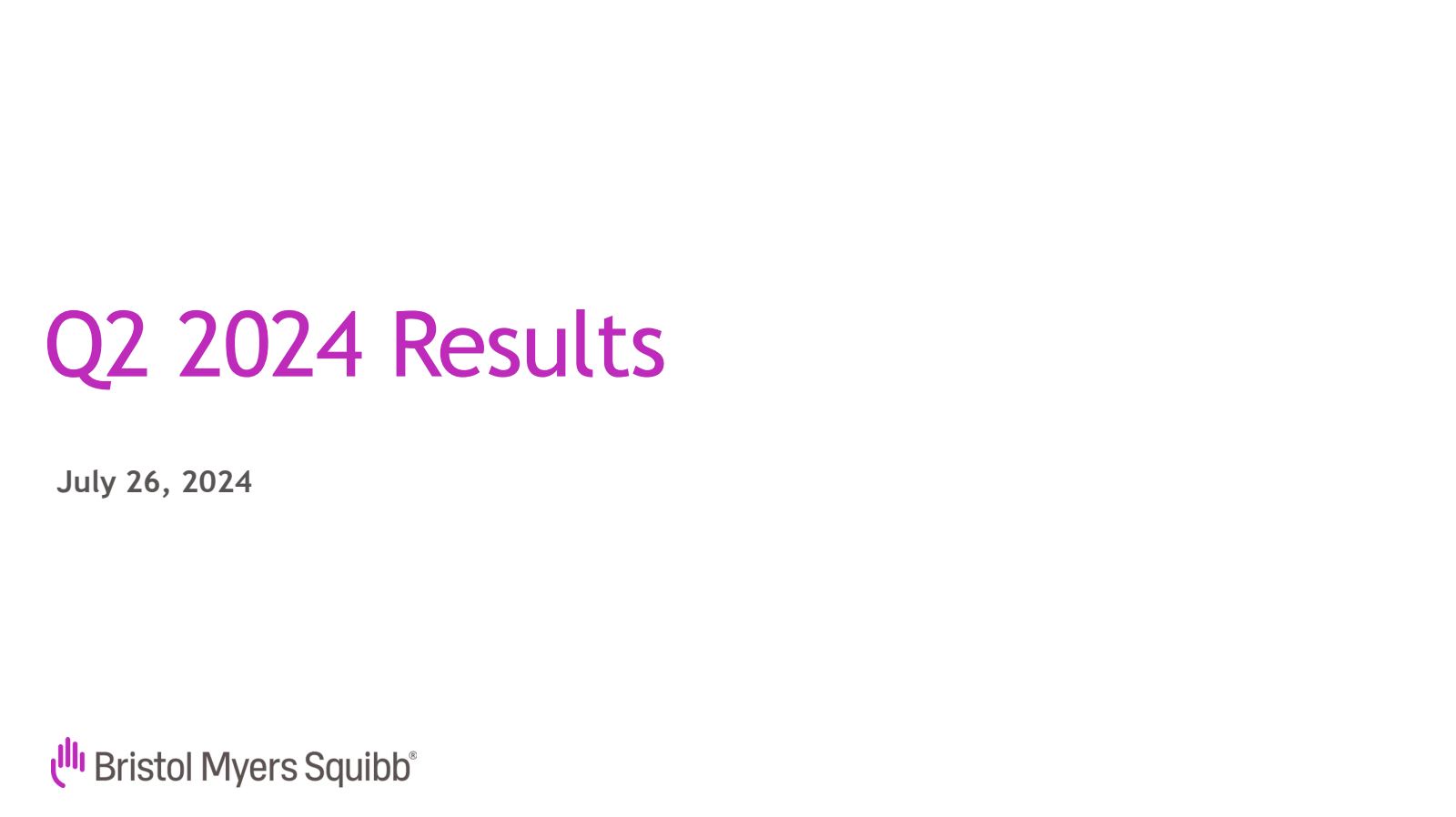 Bristol Myers Squibb's Q2 2024 Slide Deck