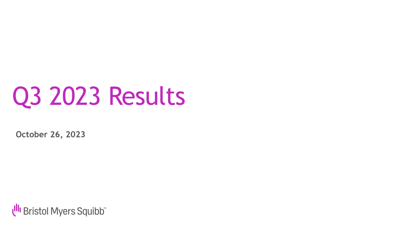 Bristol Myers Squibb's Q3 2023 Slide Deck