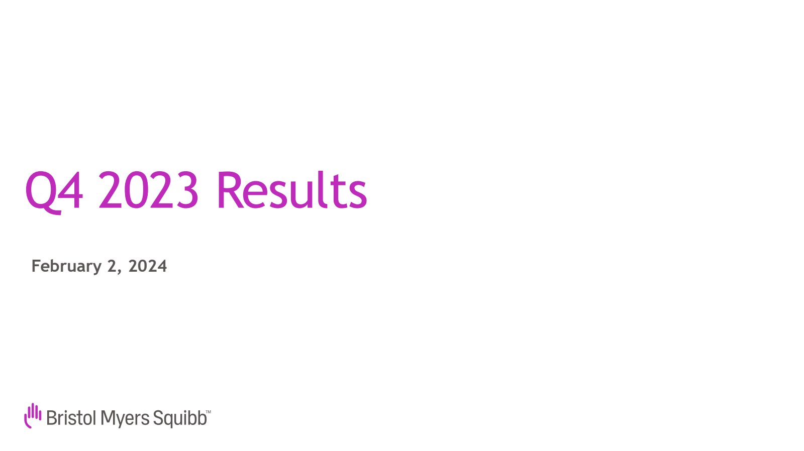 Bristol Myers Squibb's Q4 2023 Slide Deck