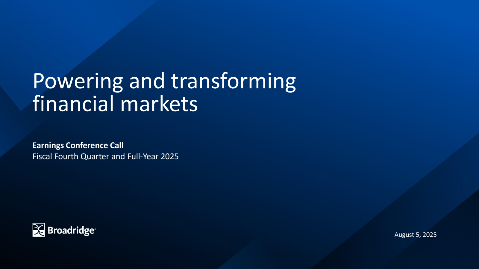 Broadridge Financial Solutions' Q4 2025 Slide Deck