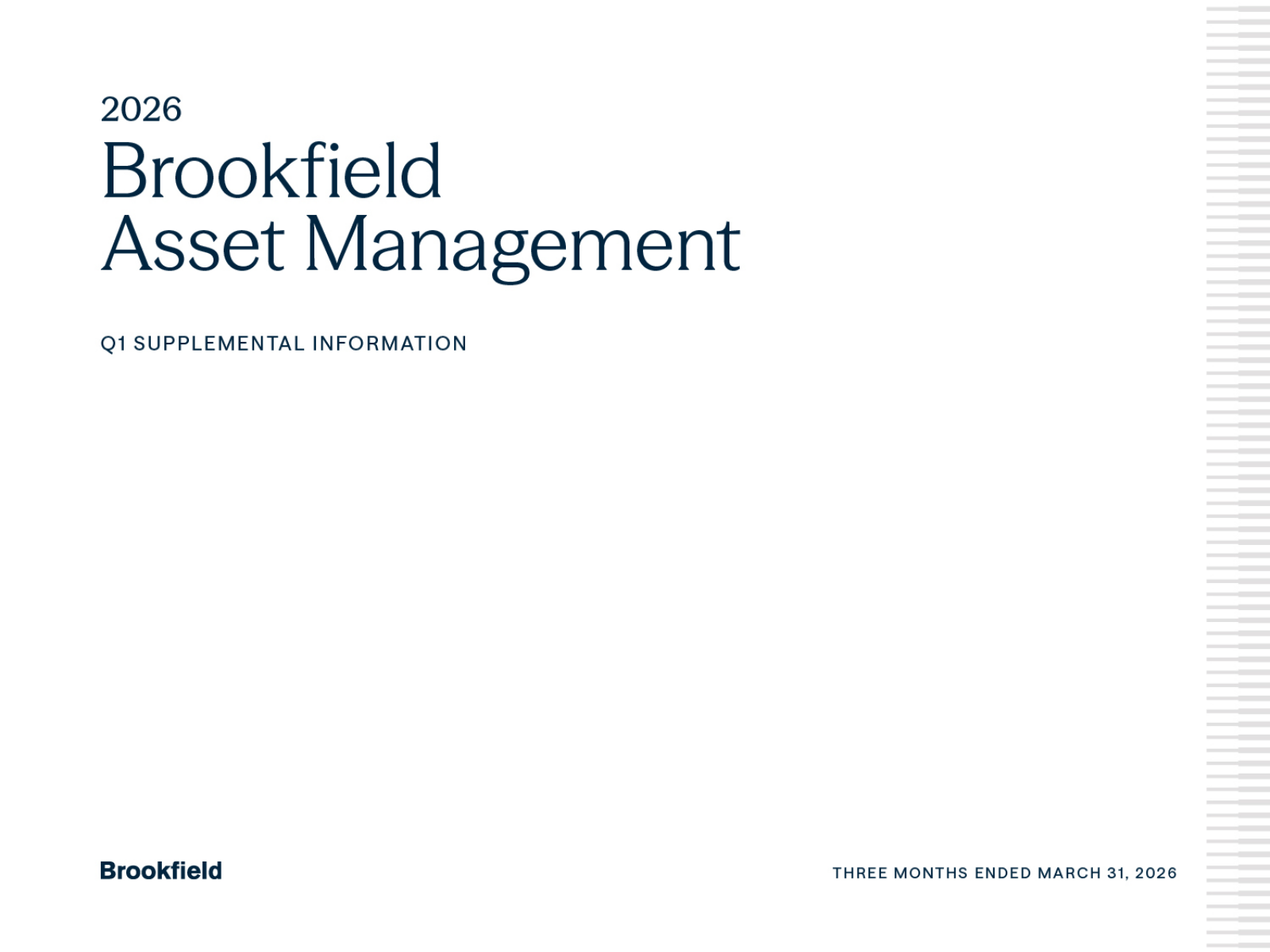 Brookfield Asset Management's Q1 2026 Slide Deck