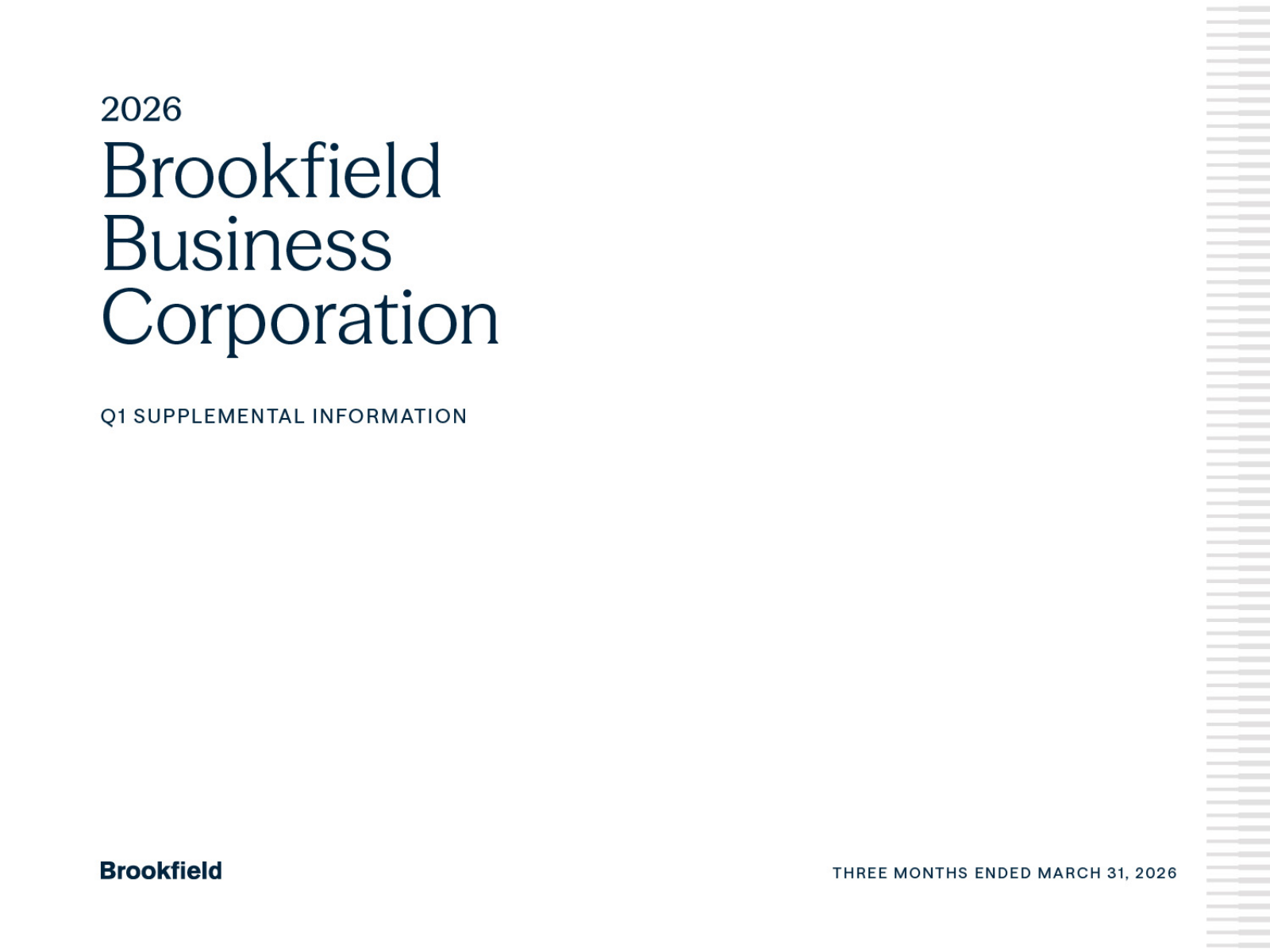 Brookfield Business Partners' Q1 2026 Slide Deck