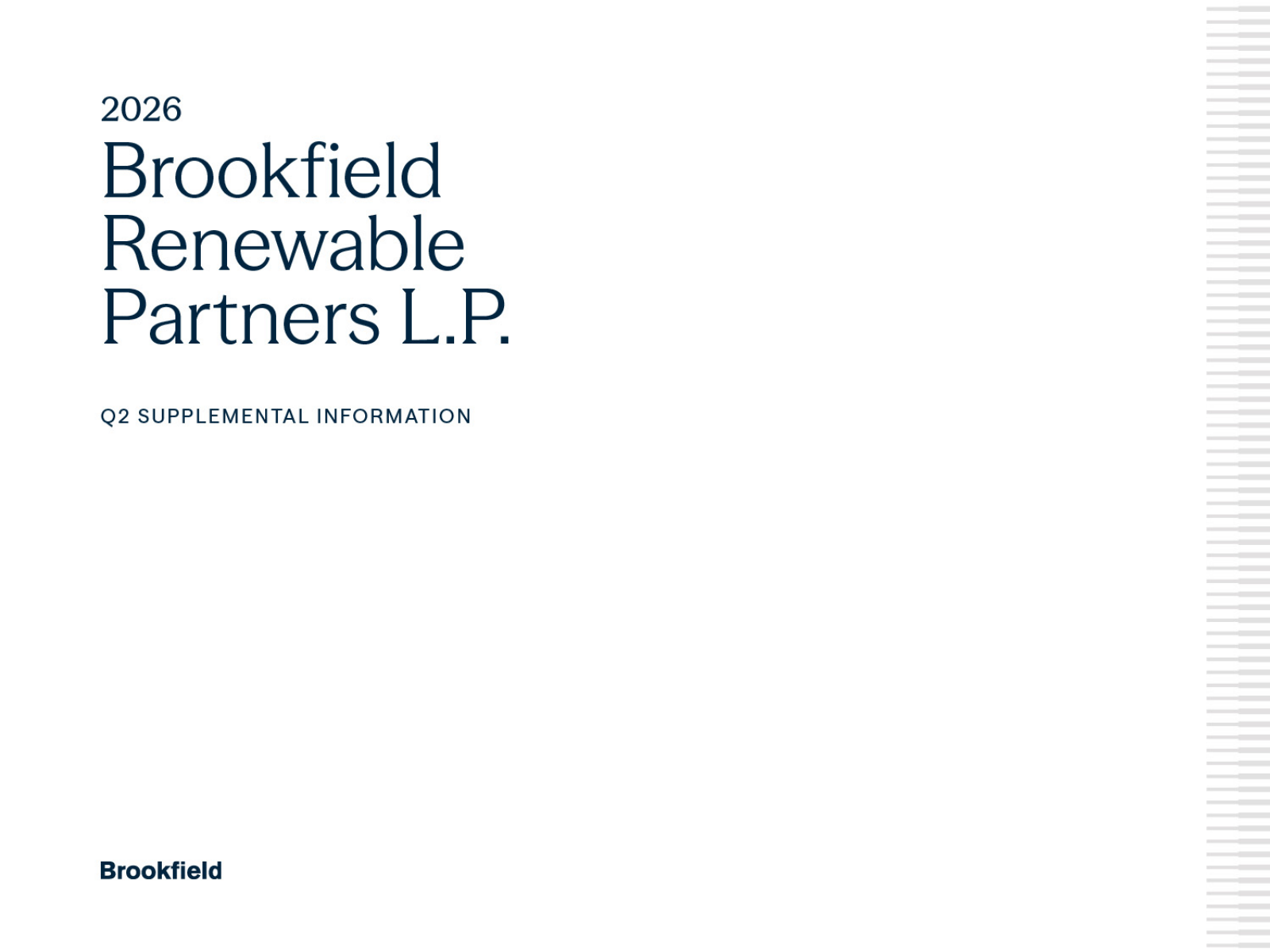 Brookfield Renewable's Q2 2026 Slide Deck
