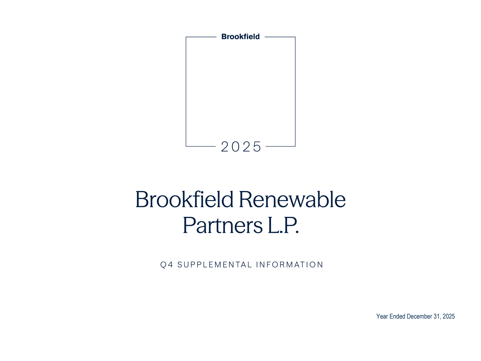 Brookfield Renewable Partners' Q4 2025 Slide Deck