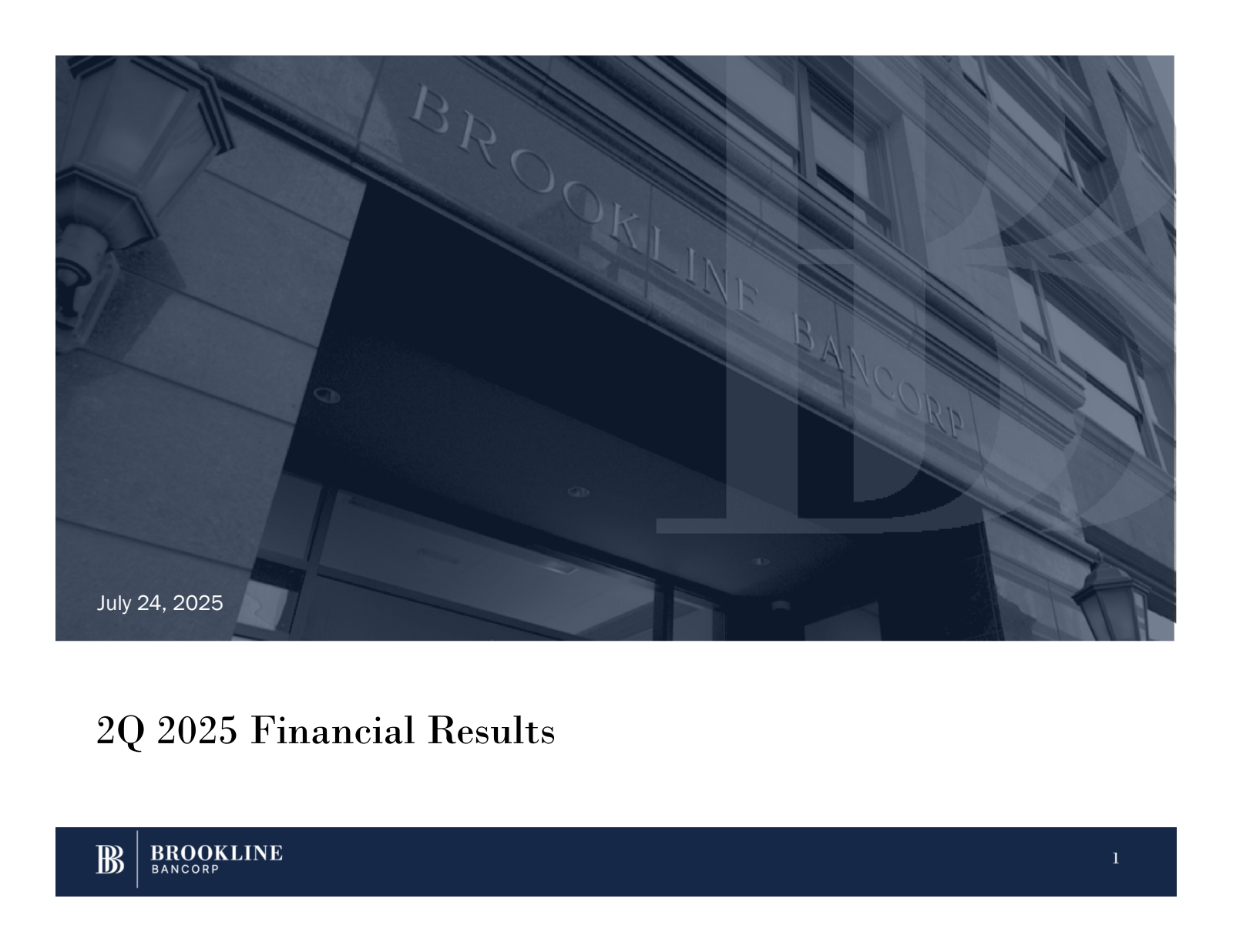 Brookline Bancorp's Q2 2025 Slide Deck