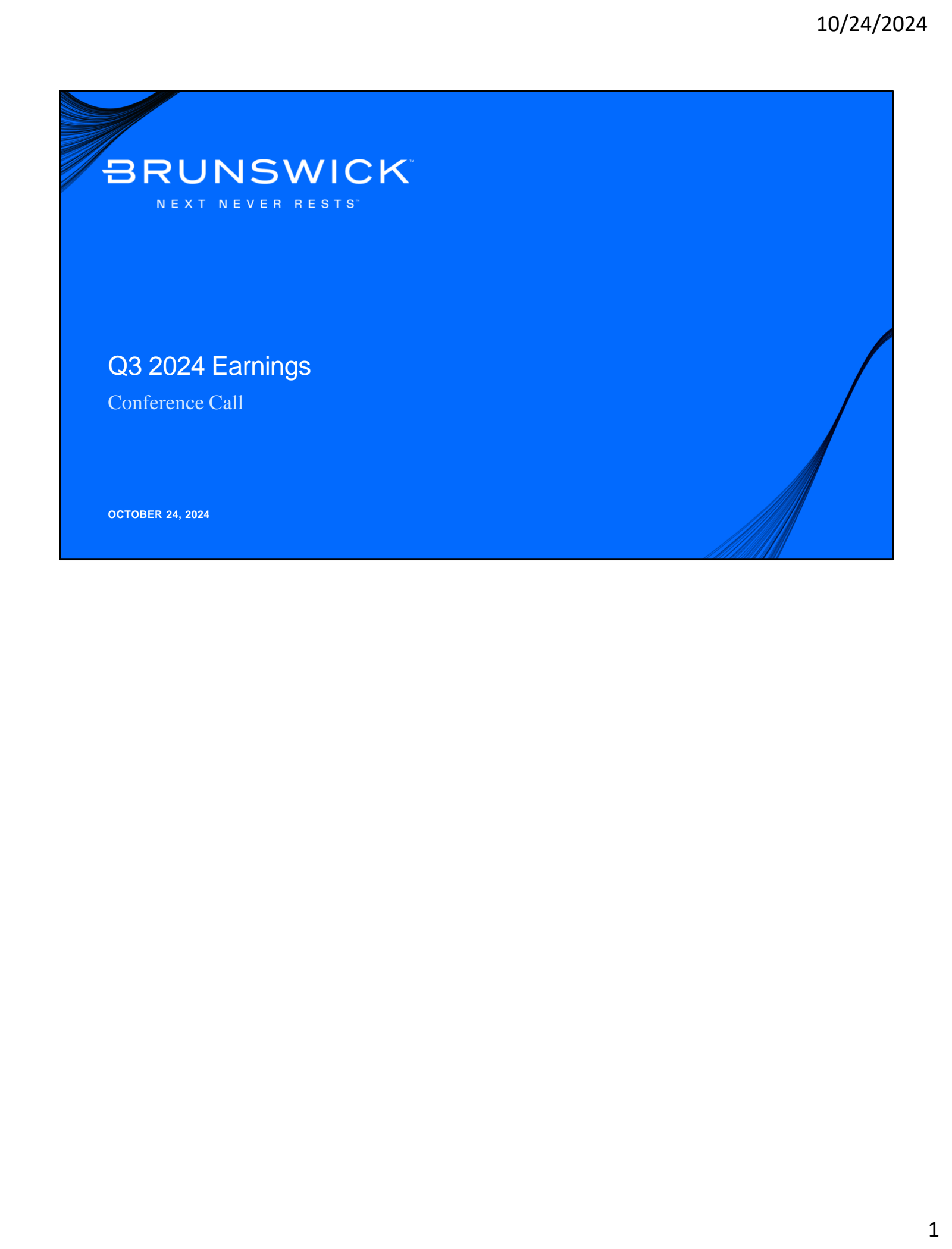 Brunswick's Q3 2024 Slide Deck