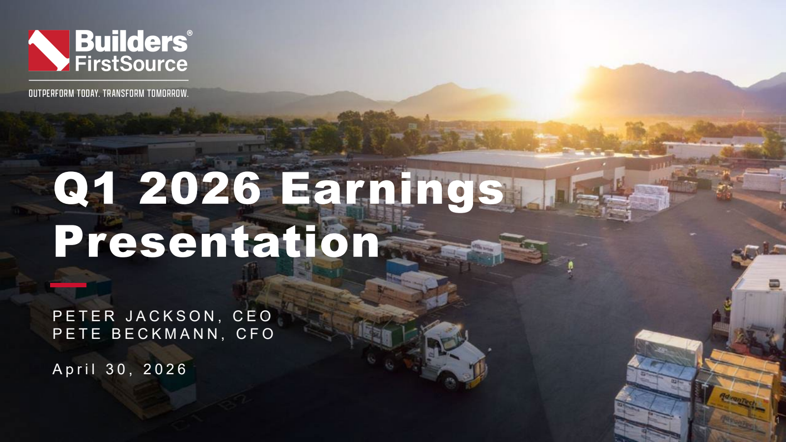 Builders FirstSource's Q1 2026 Slide Deck