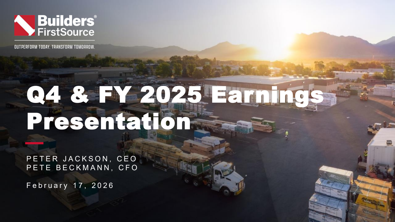 Builders FirstSource's Q4 2025 Slide Deck