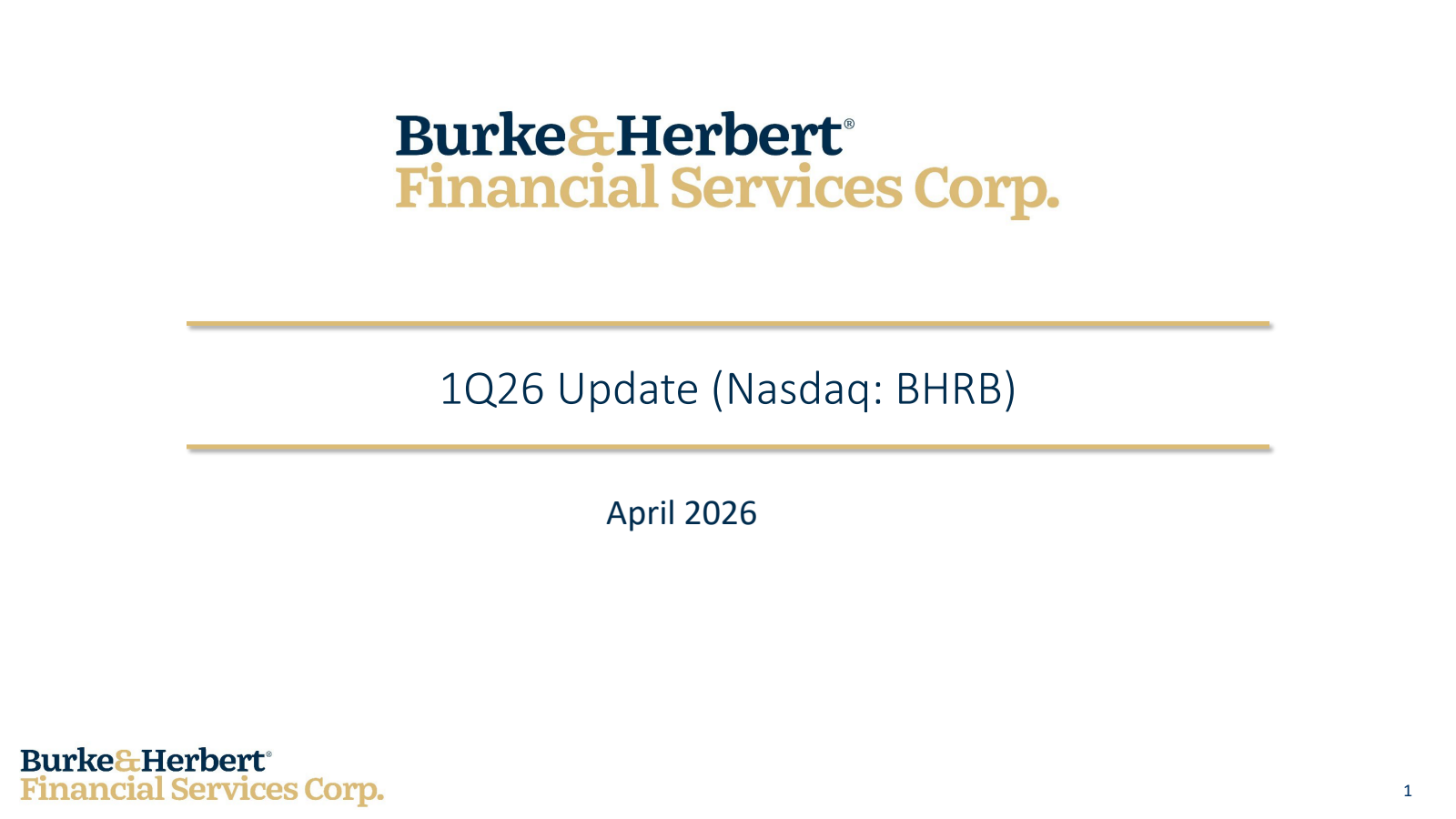 Burke & Herbert Financial Services' Q1 2026 Slide Deck