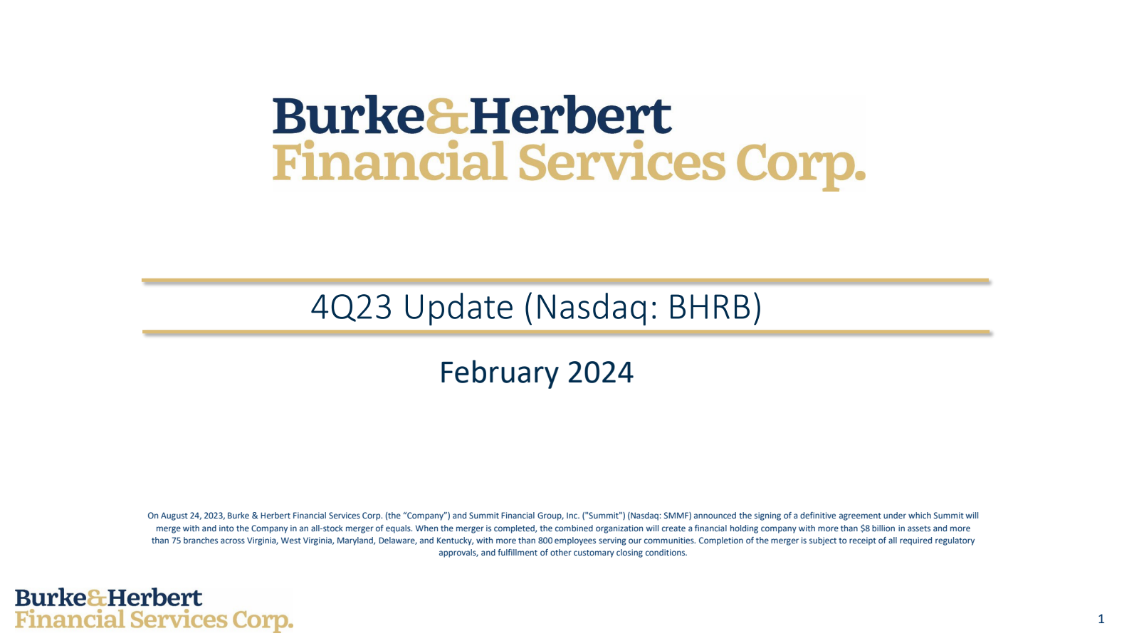 Burke & Herbert Financial Services' Q4 2023 Slide Deck