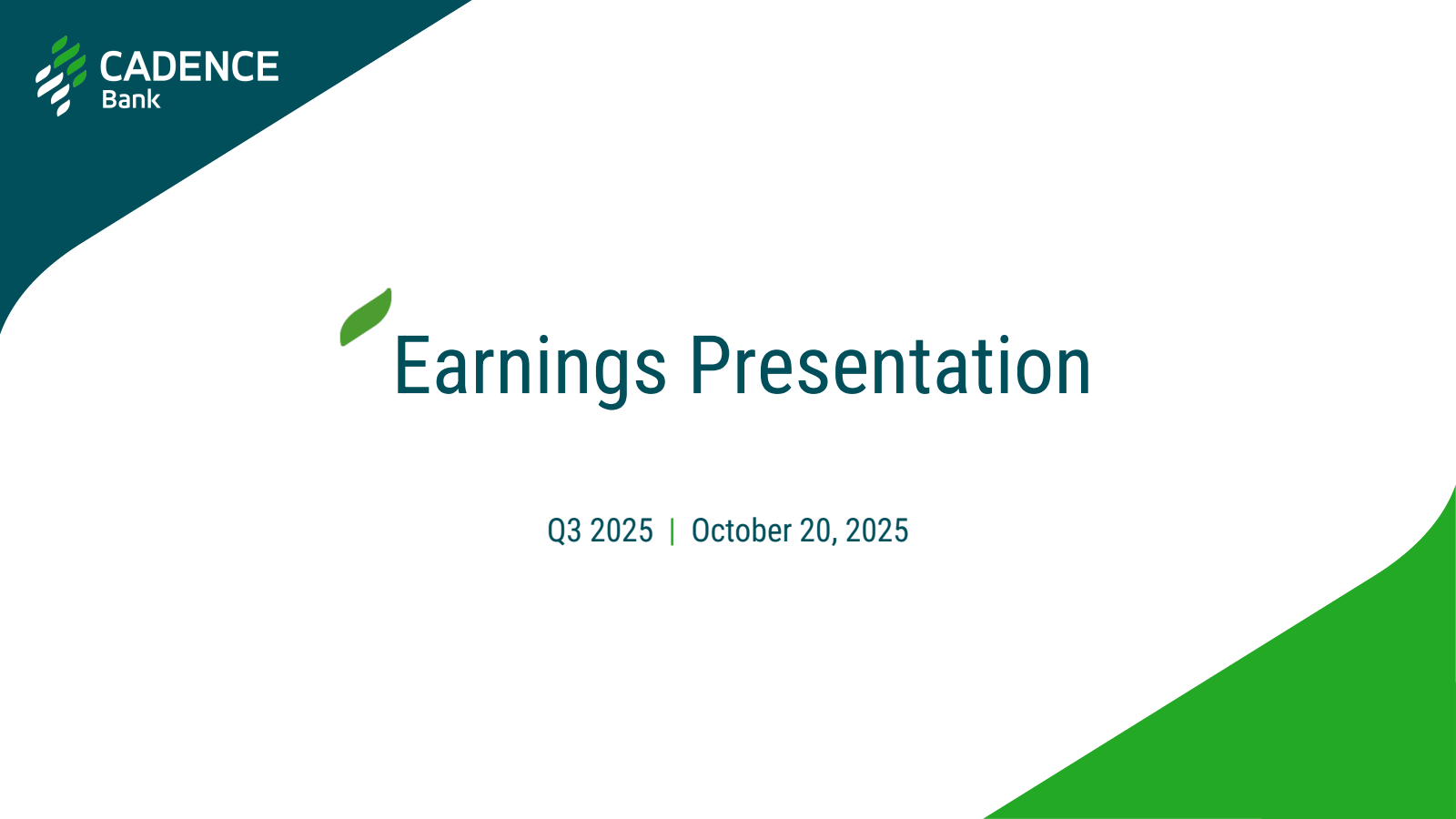 Cadence Bank's Q3 2025 Slide Deck