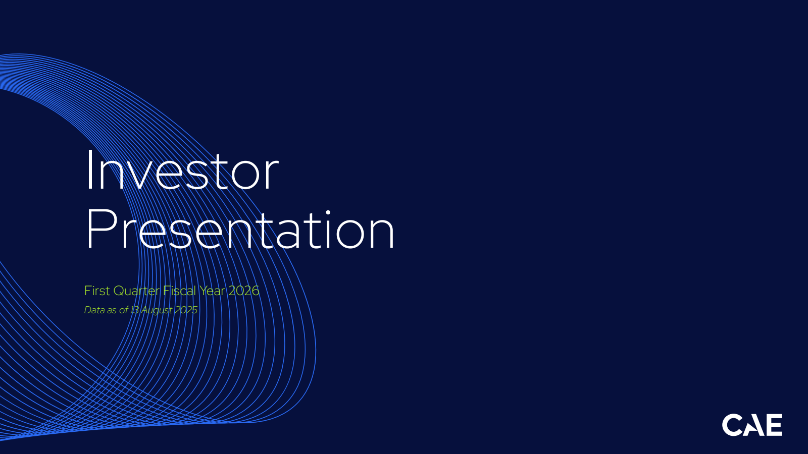 CAE's Q1 2026 Slide Deck