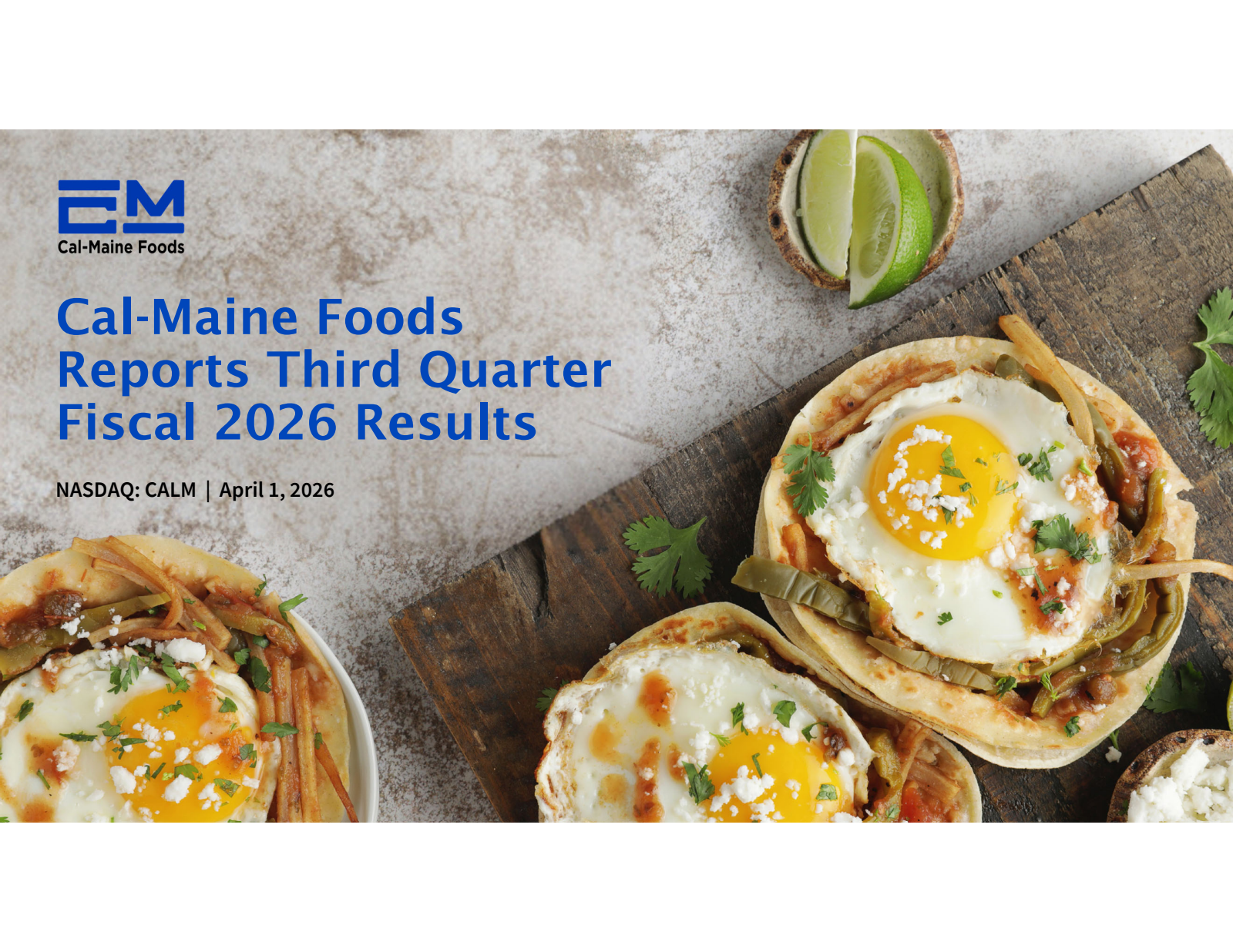 Cal-Maine Foods' Q3 2026 Slide Deck