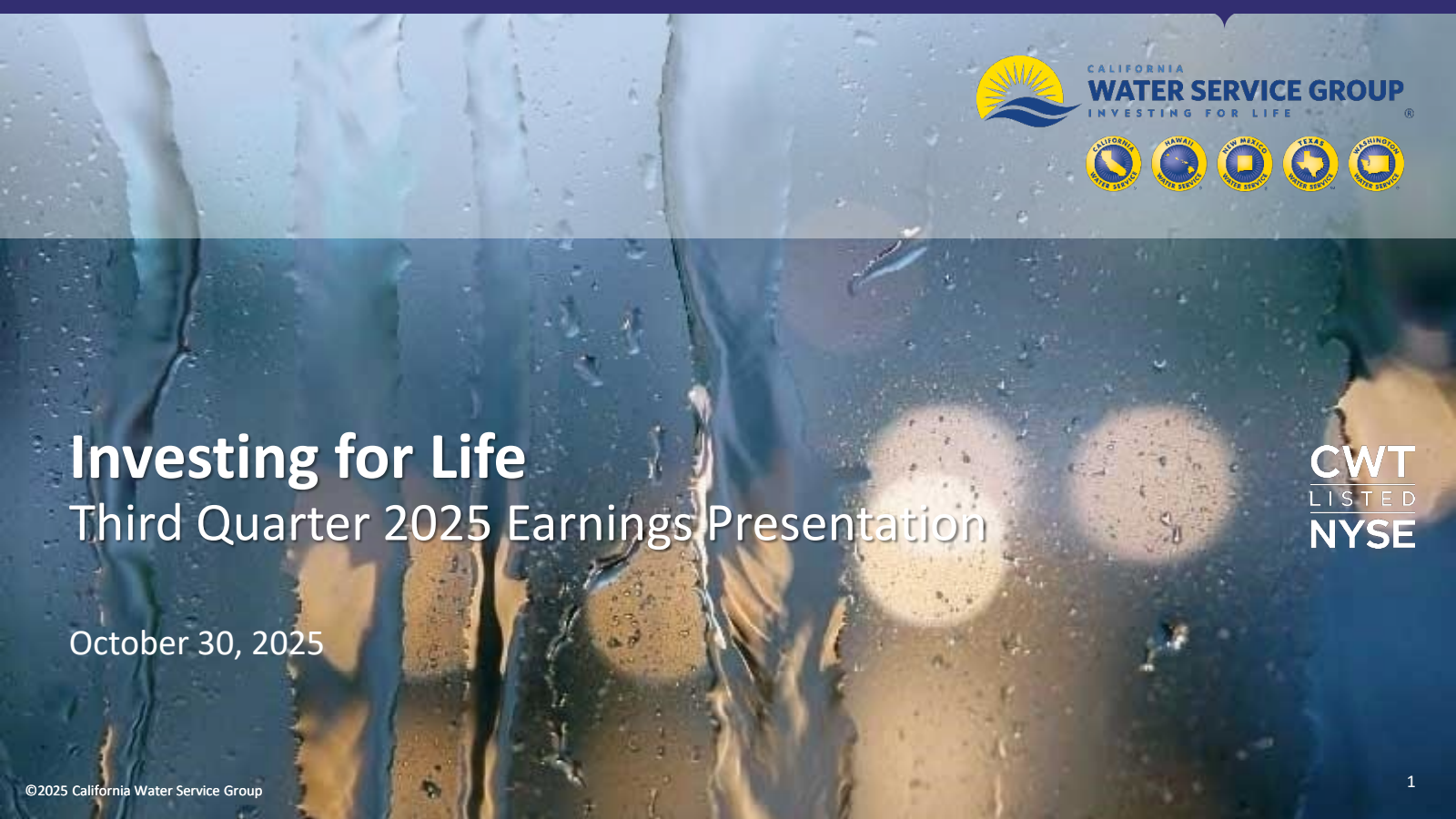 California Water Service Group's Q3 2025 Slide Deck