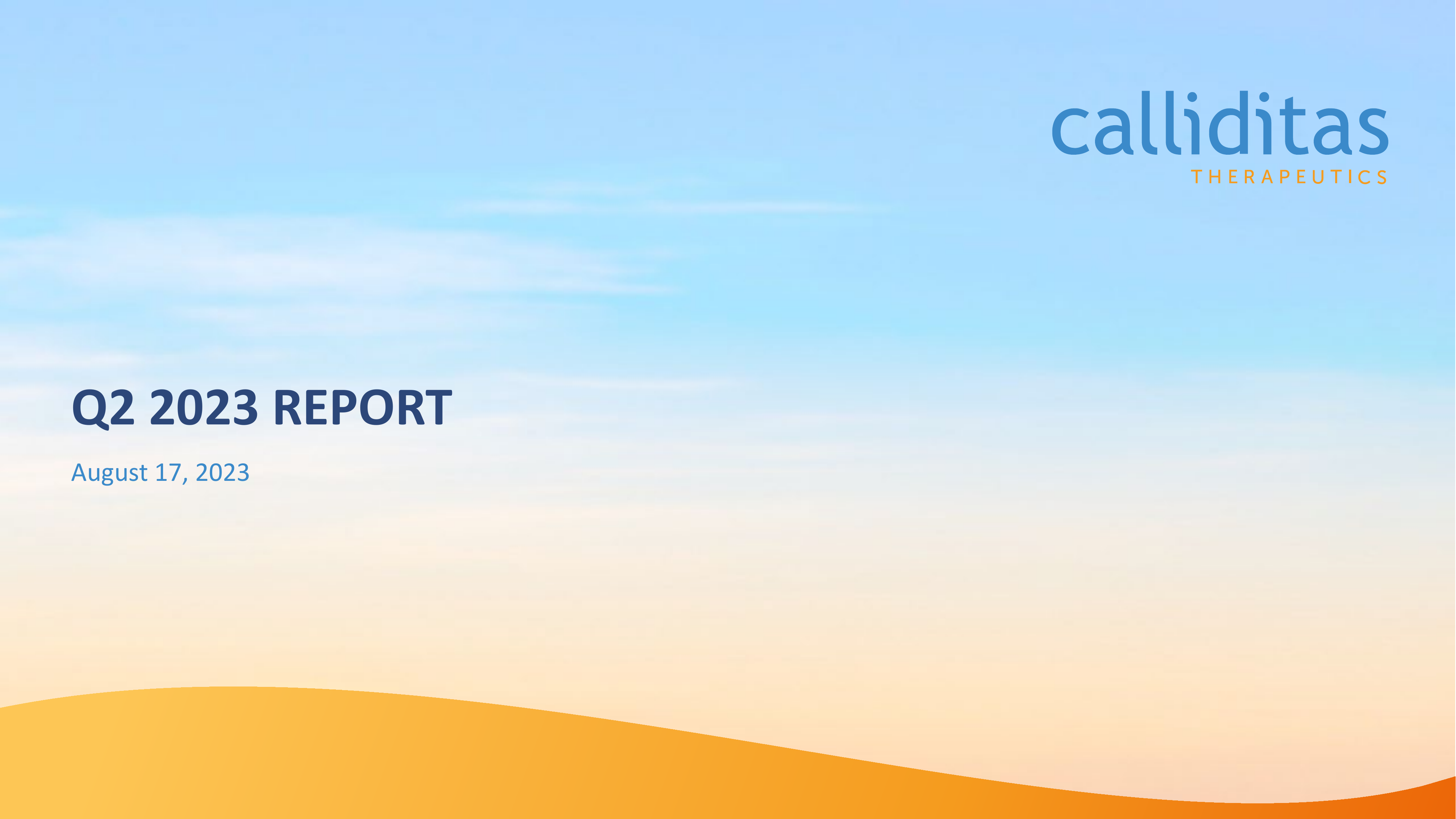 Calliditas Therapeutics AB (publ)'s Q2 2023 Slide Deck