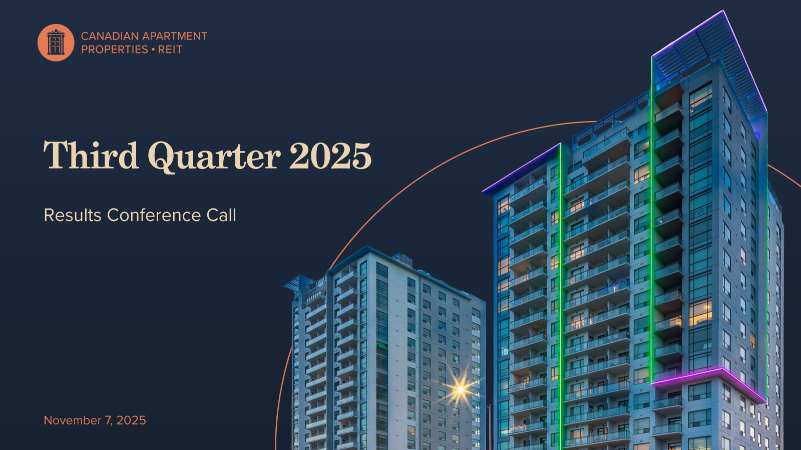 Canadian Apartment Properties REIT's Q3 2025 Slide Deck