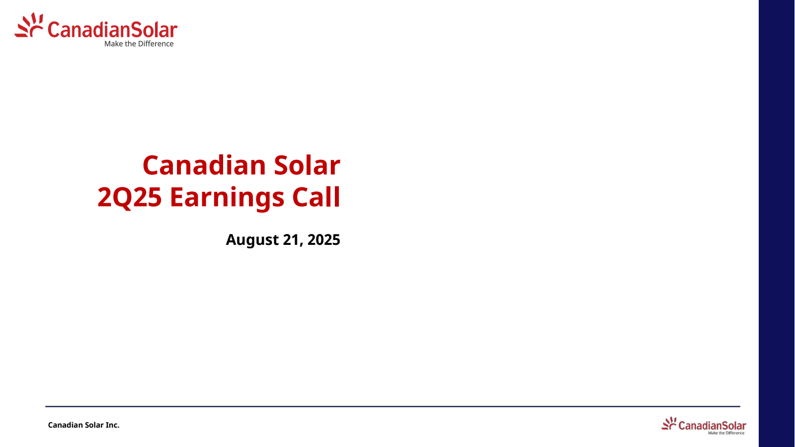Canadian Solar's Q2 2025 Slide Deck