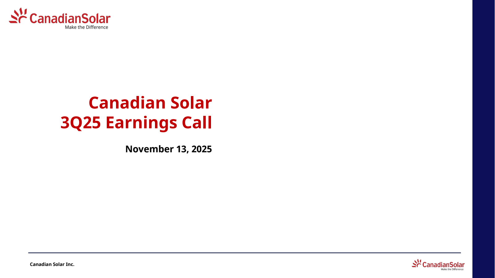 Canadian Solar's Q3 2025 Slide Deck